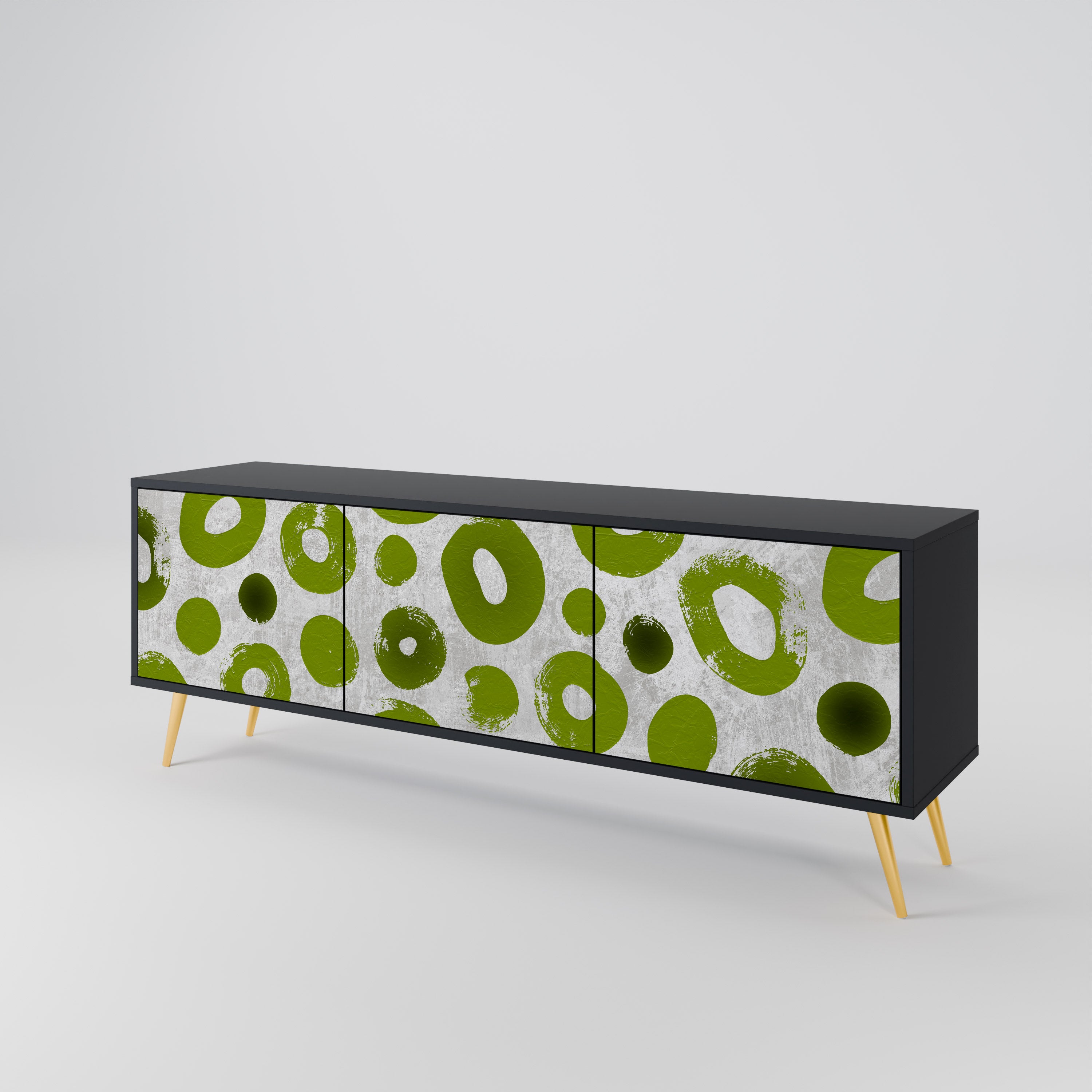 Mueble de TV de 3 puertas GREEN RHAPSODY en acabado negro