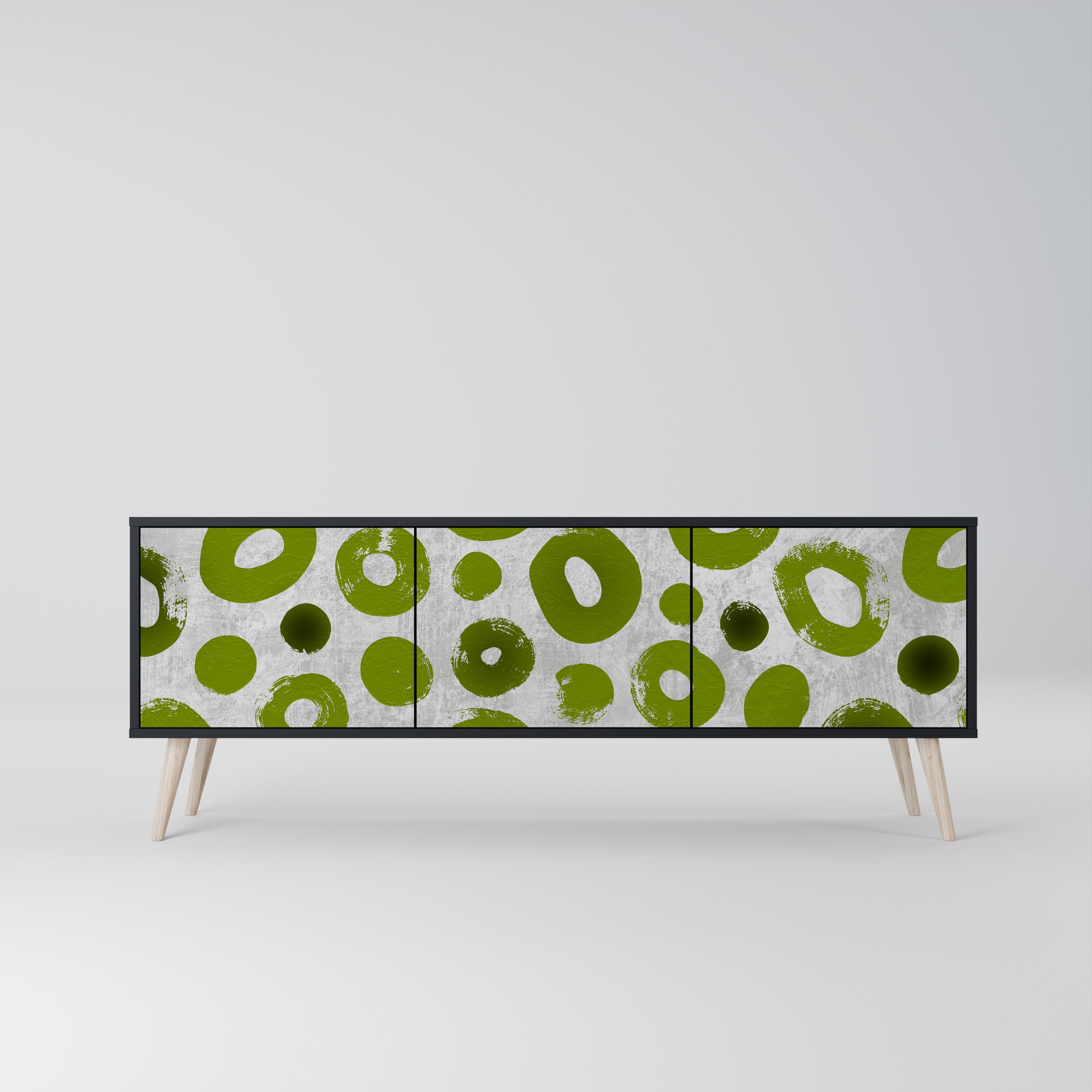 Mueble de TV de 3 puertas GREEN RHAPSODY en acabado negro