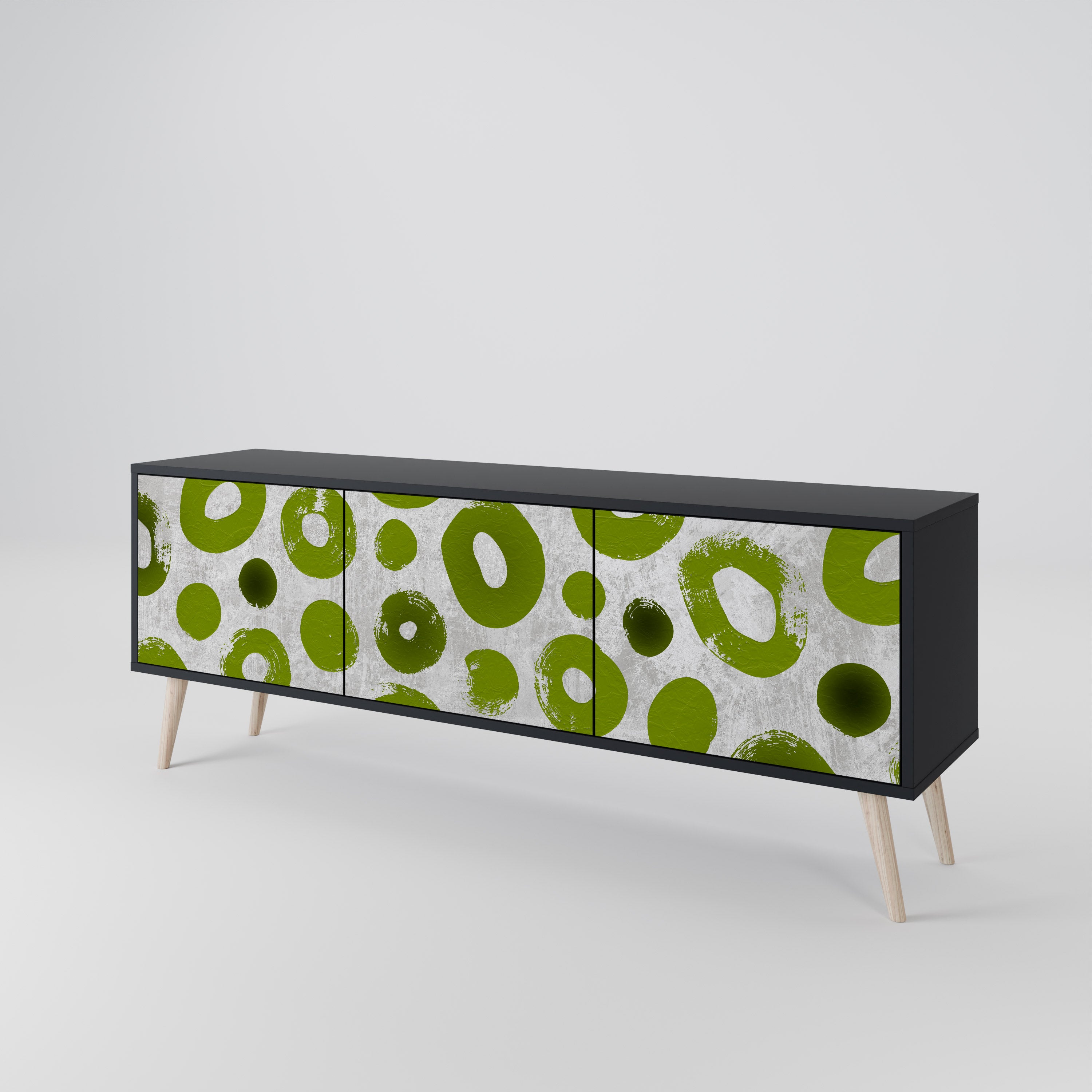 Mueble de TV de 3 puertas GREEN RHAPSODY en acabado negro