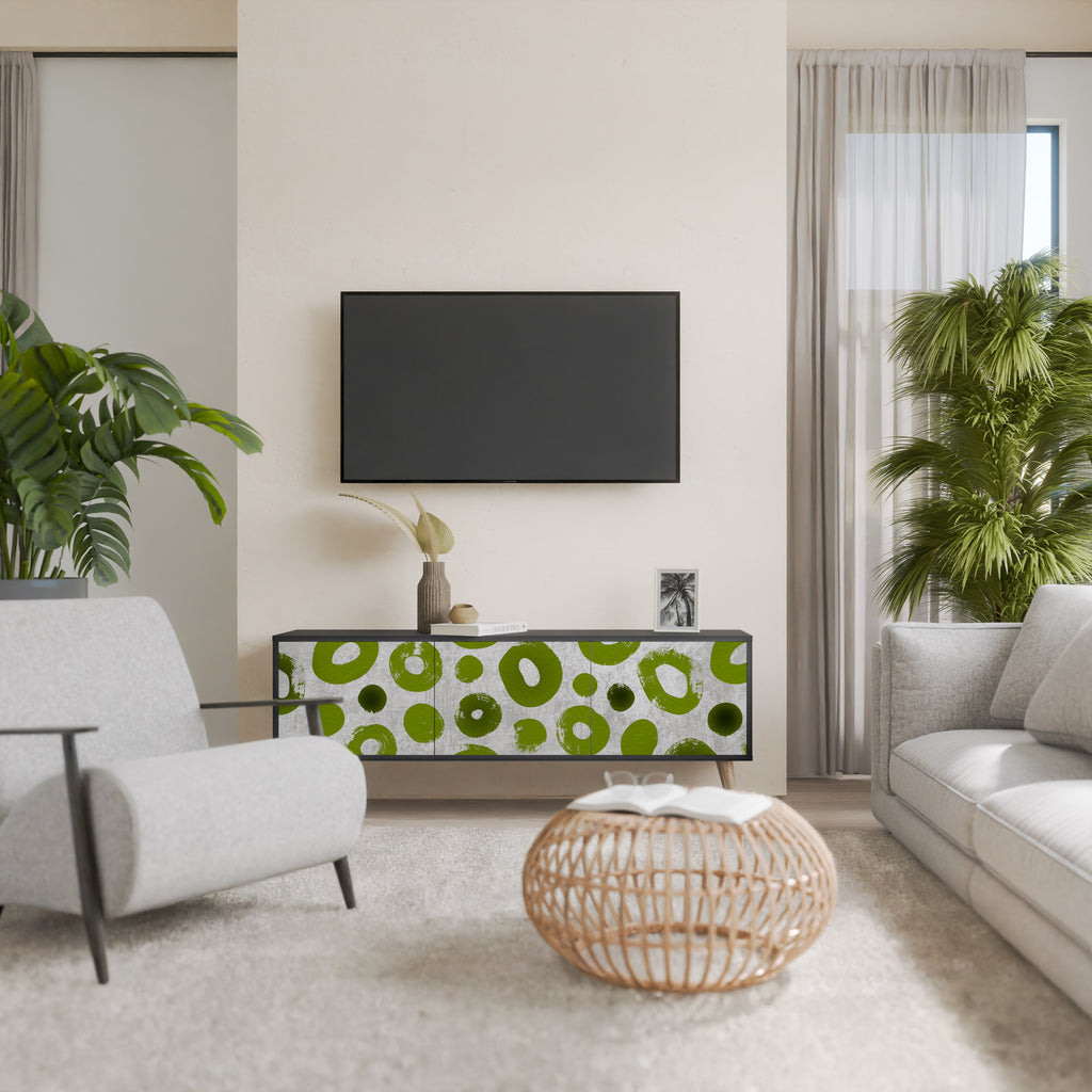 Mueble de TV de 3 puertas GREEN RHAPSODY en acabado negro