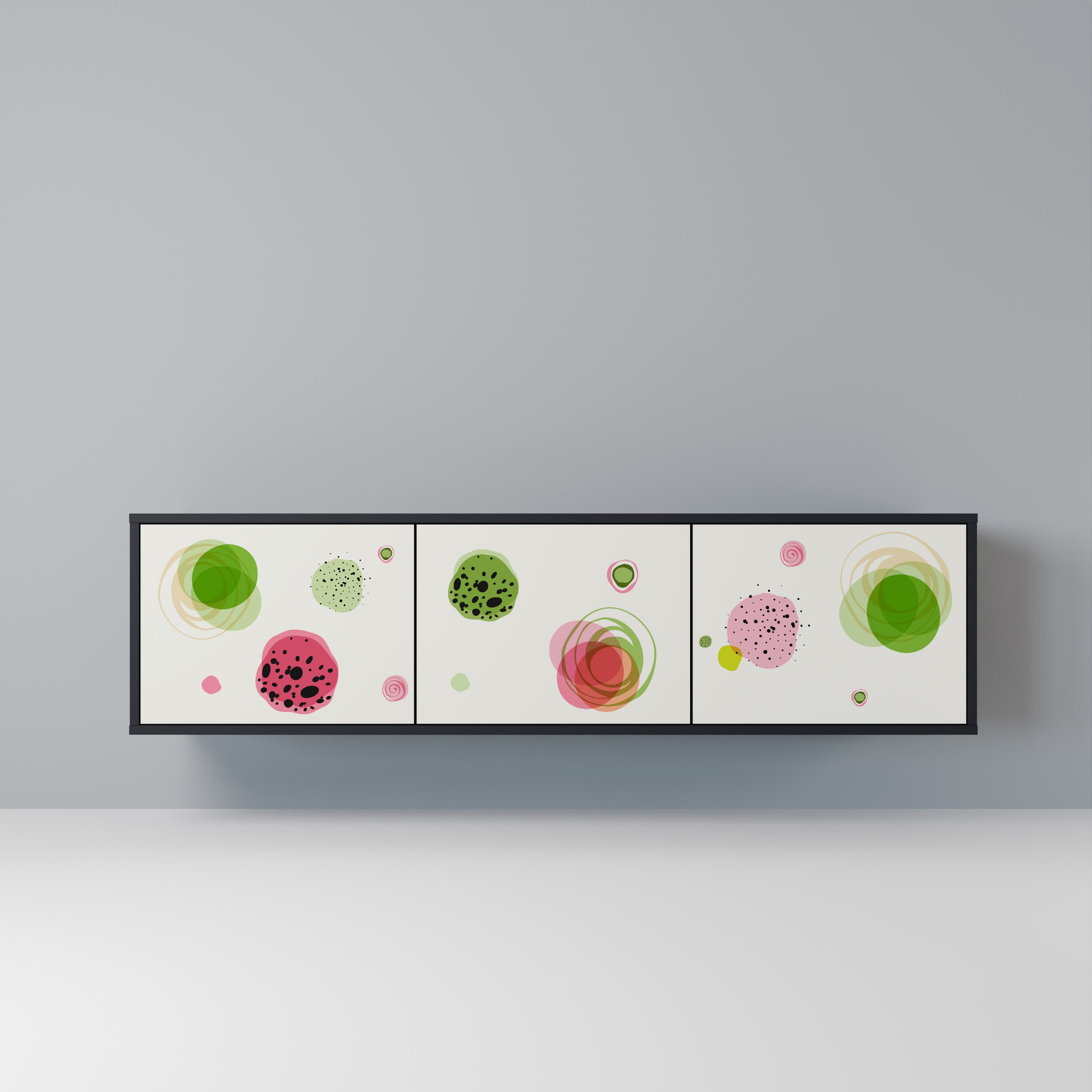 Mueble de TV COLORFUL COSMOS de 3 puertas con acabado negro