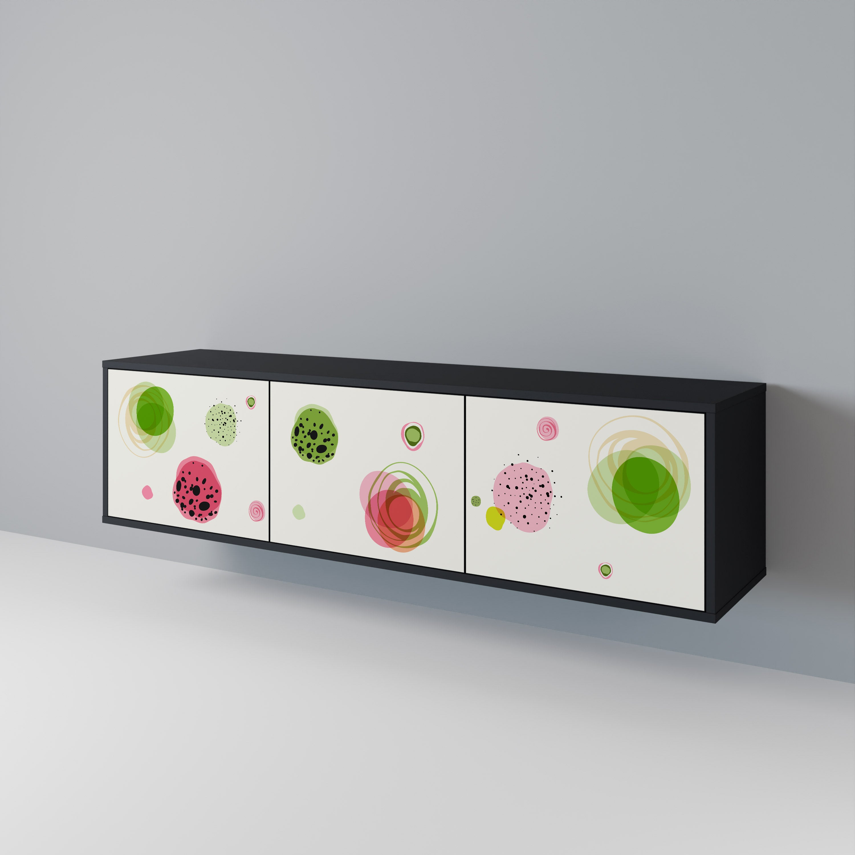 Mueble de TV COLORFUL COSMOS de 3 puertas con acabado negro