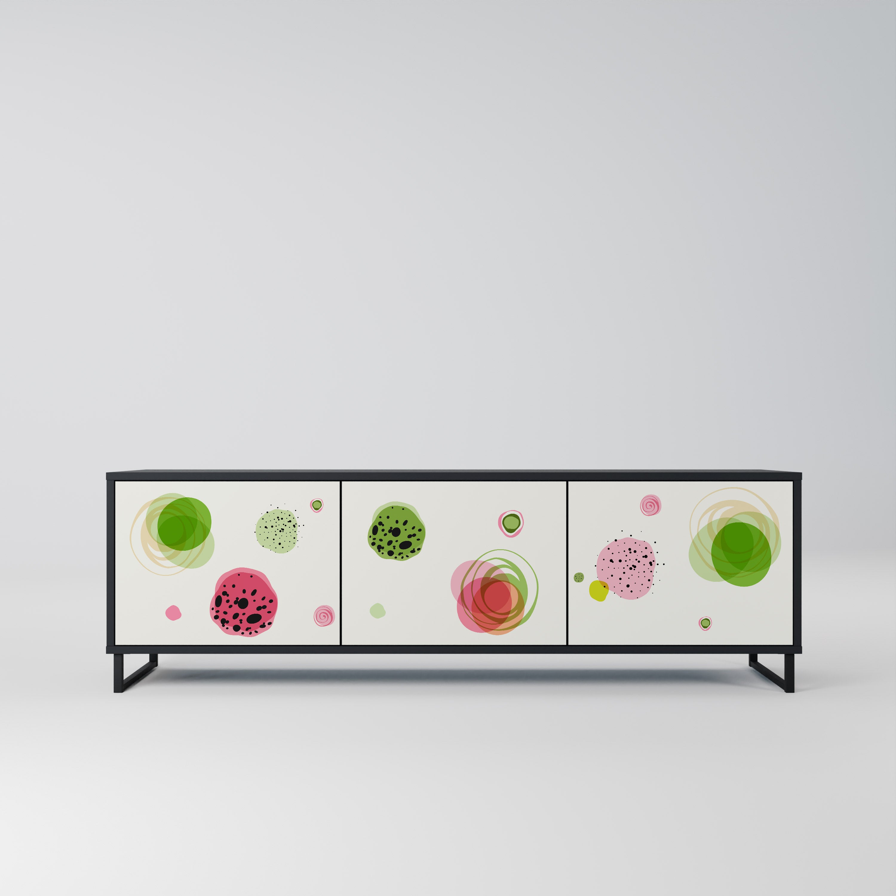 Mueble de TV COLORFUL COSMOS de 3 puertas con acabado negro