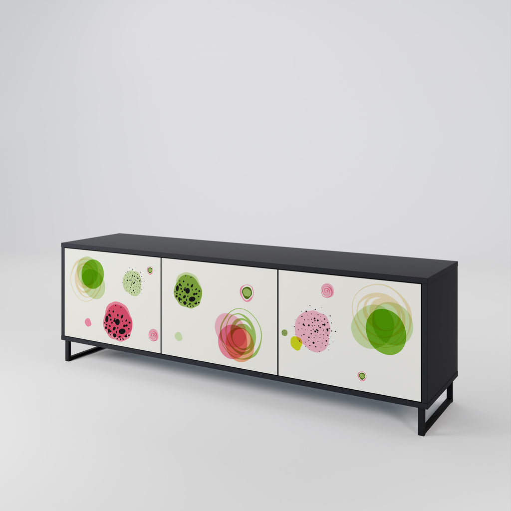 Mueble de TV COLORFUL COSMOS de 3 puertas con acabado negro