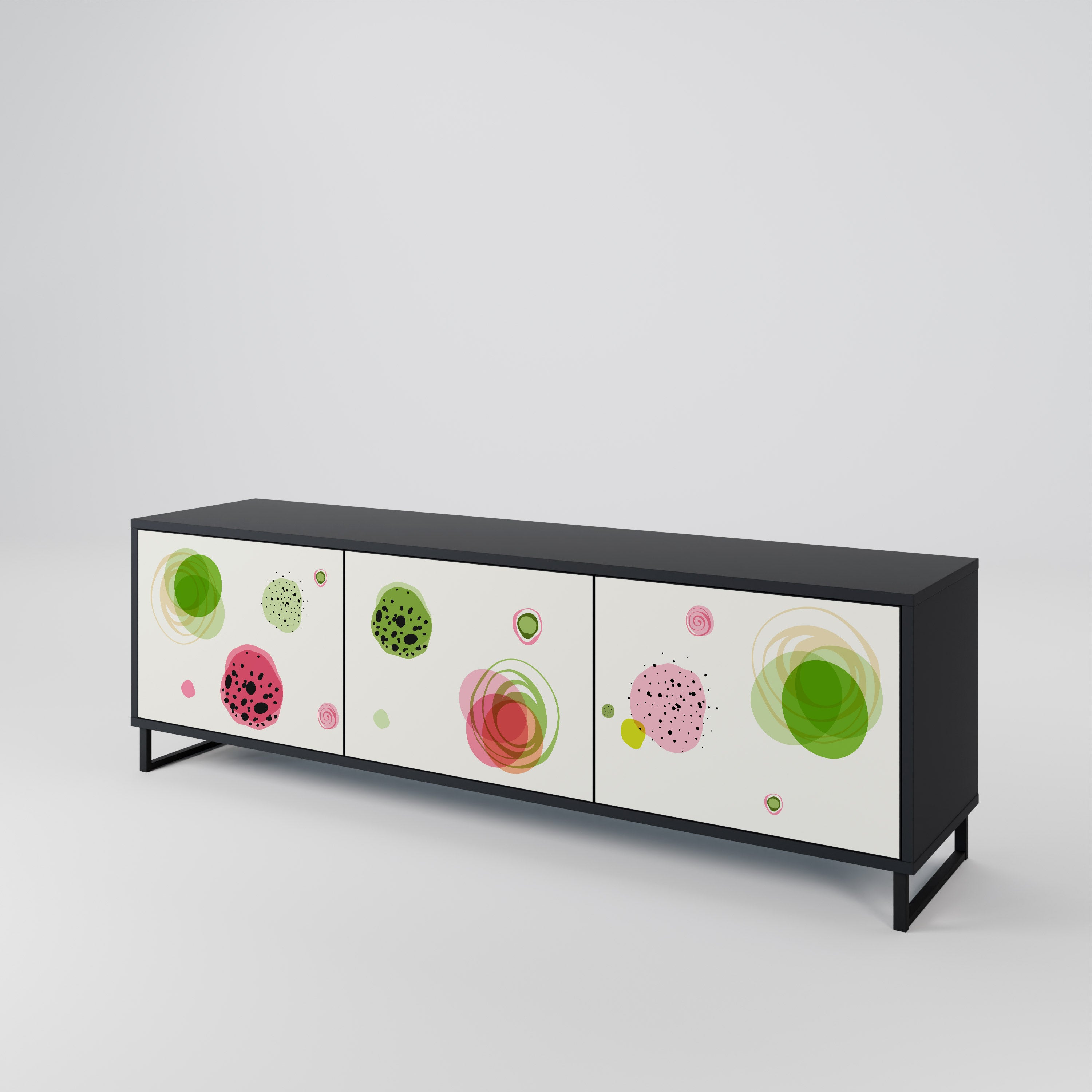 Mueble de TV COLORFUL COSMOS de 3 puertas con acabado negro