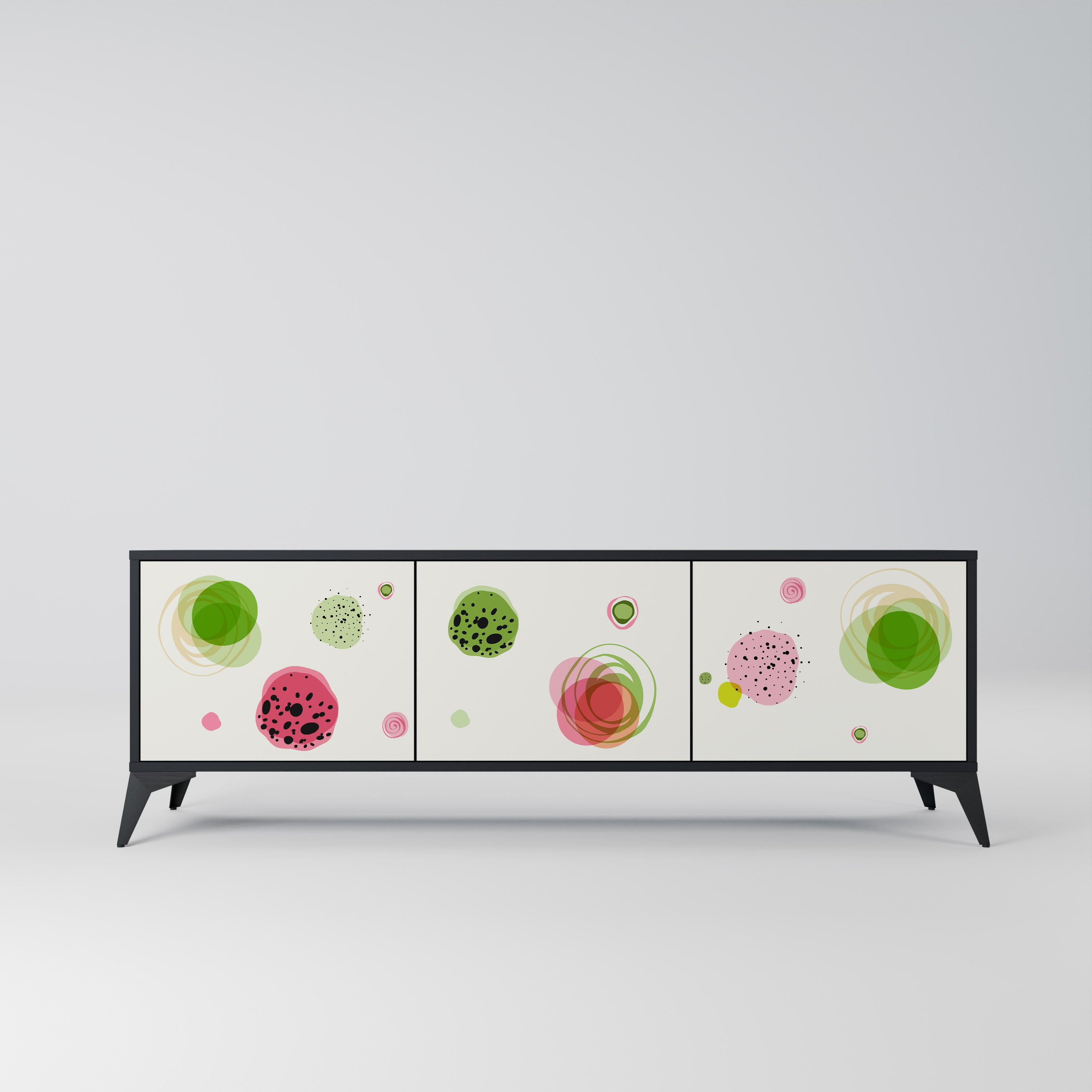 Mueble de TV COLORFUL COSMOS de 3 puertas con acabado negro