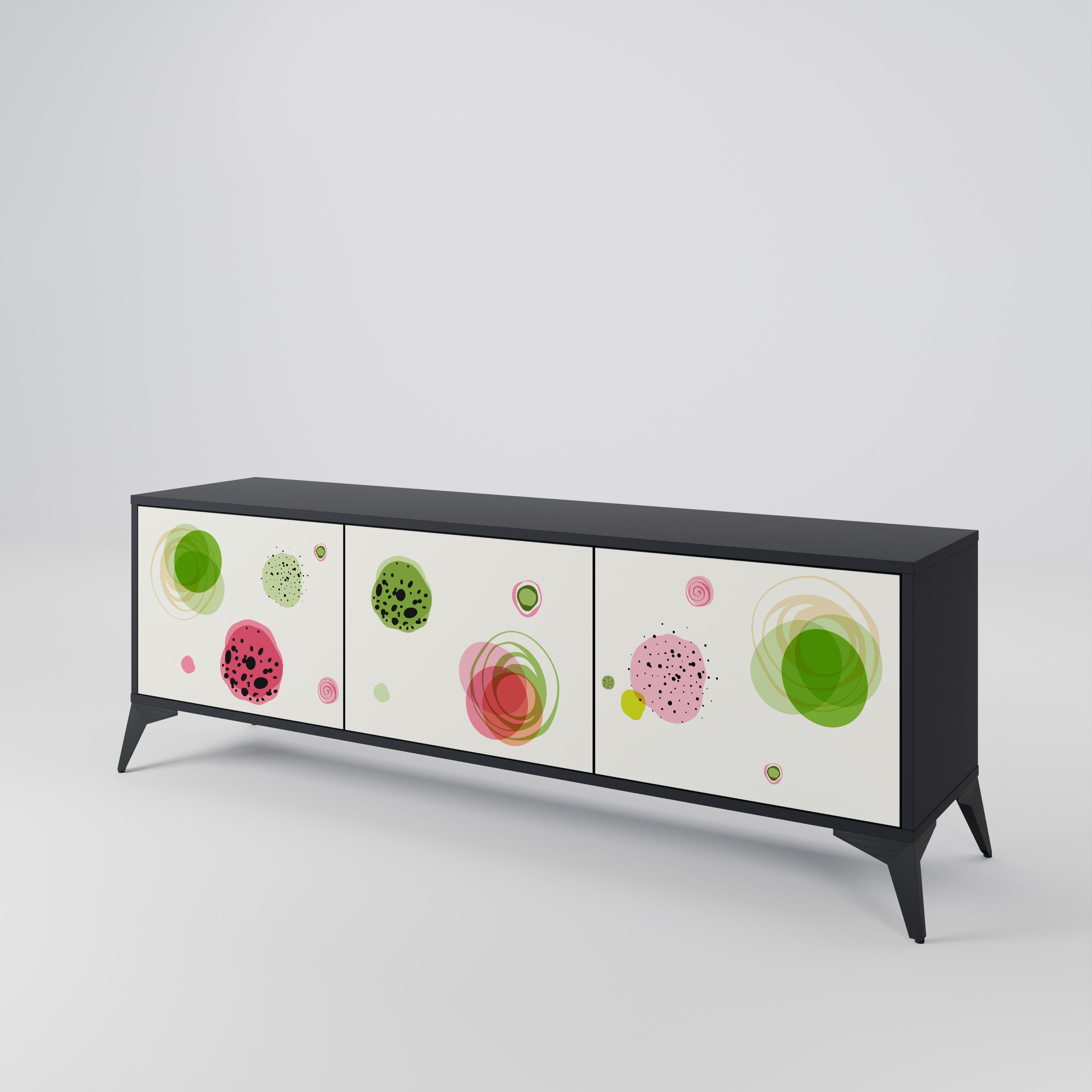 Mueble de TV COLORFUL COSMOS de 3 puertas con acabado negro