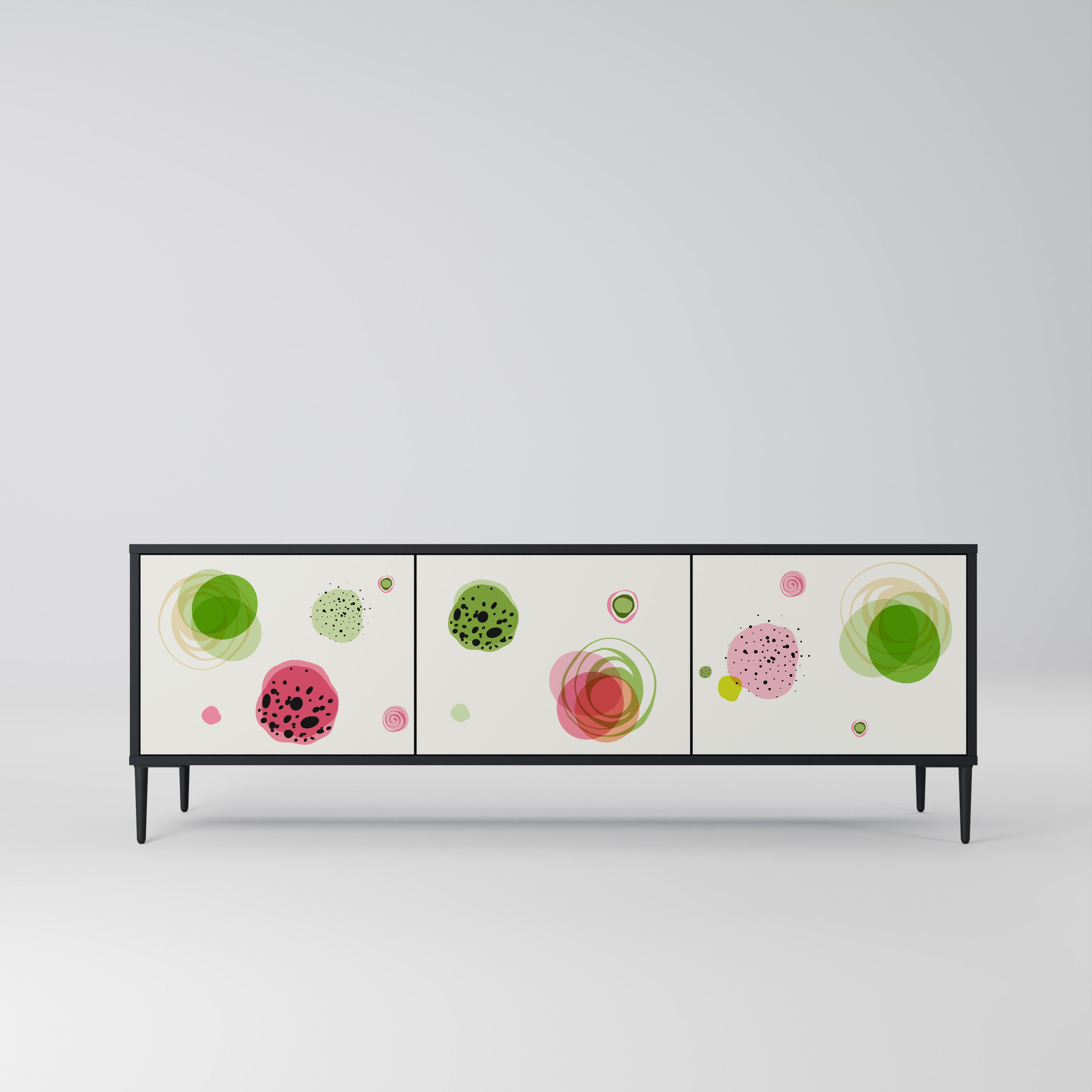 Mueble de TV COLORFUL COSMOS de 3 puertas con acabado negro