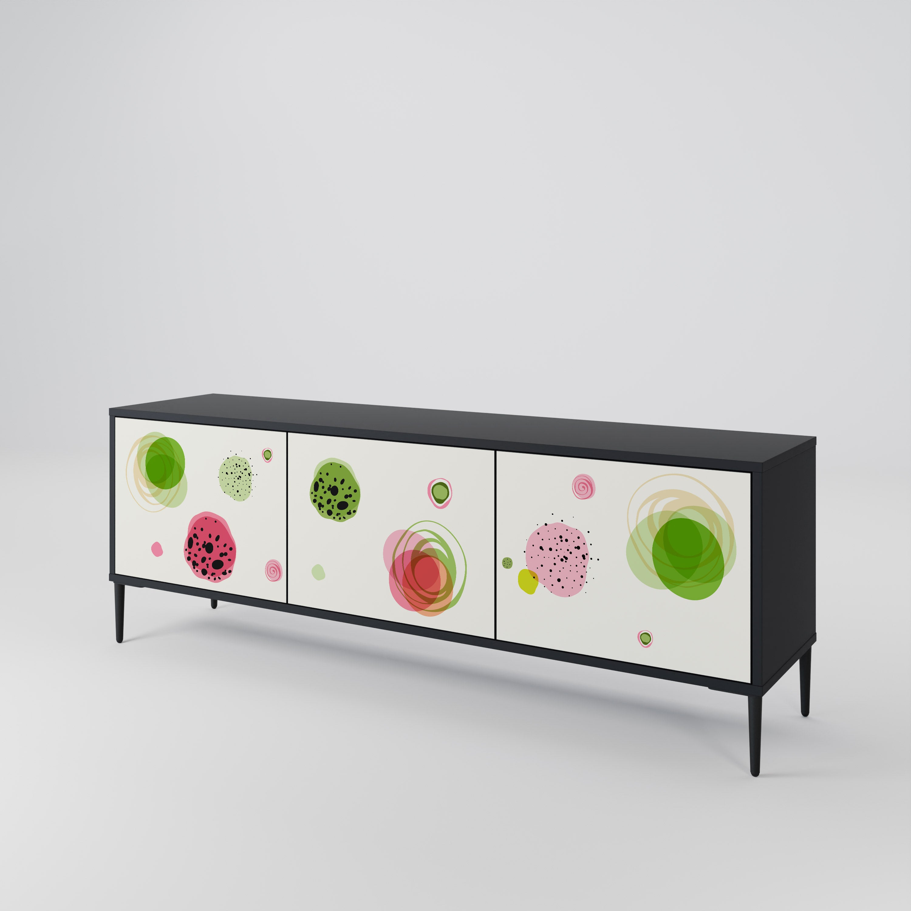 Mueble de TV COLORFUL COSMOS de 3 puertas con acabado negro