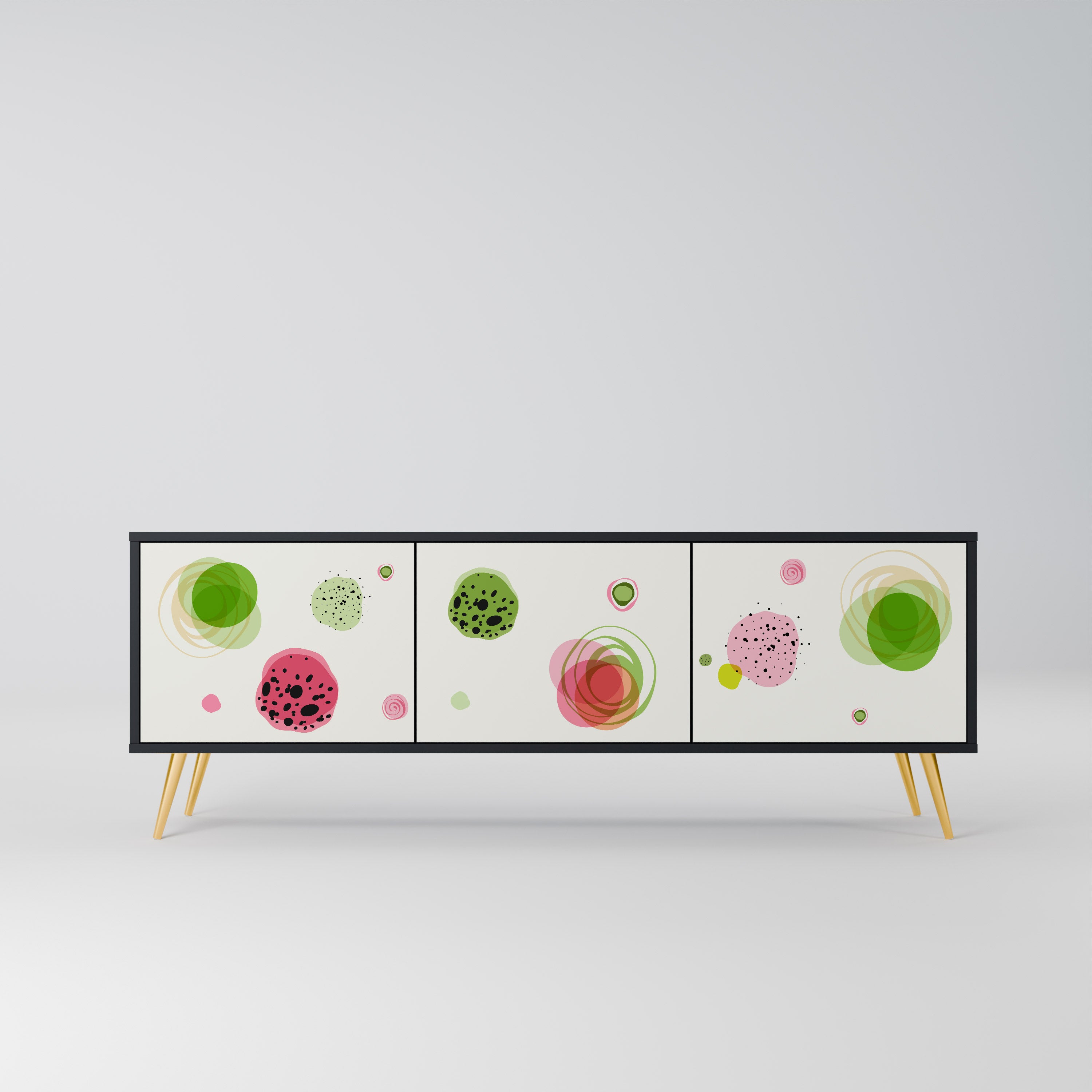 Mueble de TV COLORFUL COSMOS de 3 puertas con acabado negro