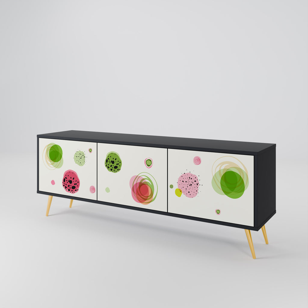Mueble de TV COLORFUL COSMOS de 3 puertas con acabado negro
