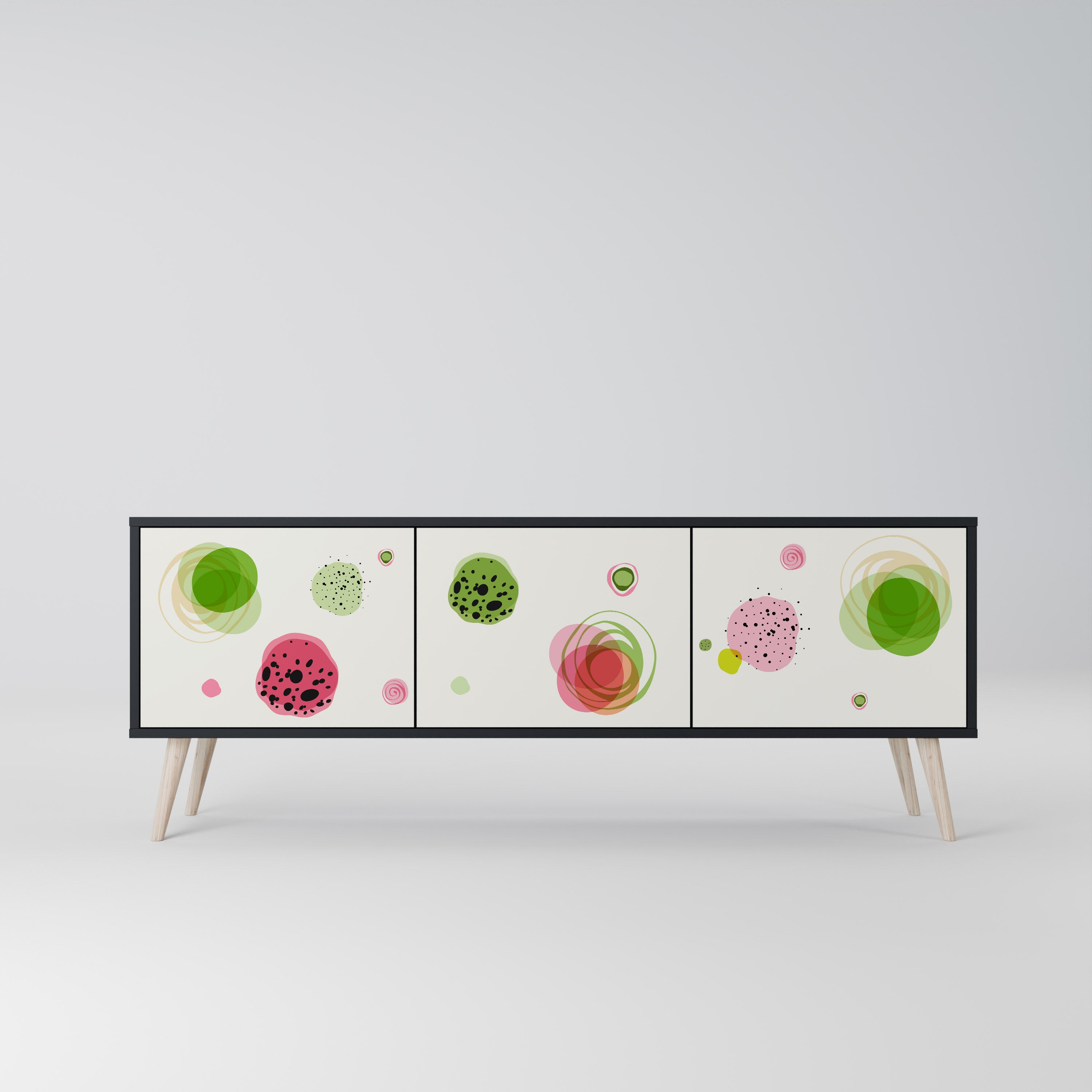 Mueble de TV COLORFUL COSMOS de 3 puertas con acabado negro