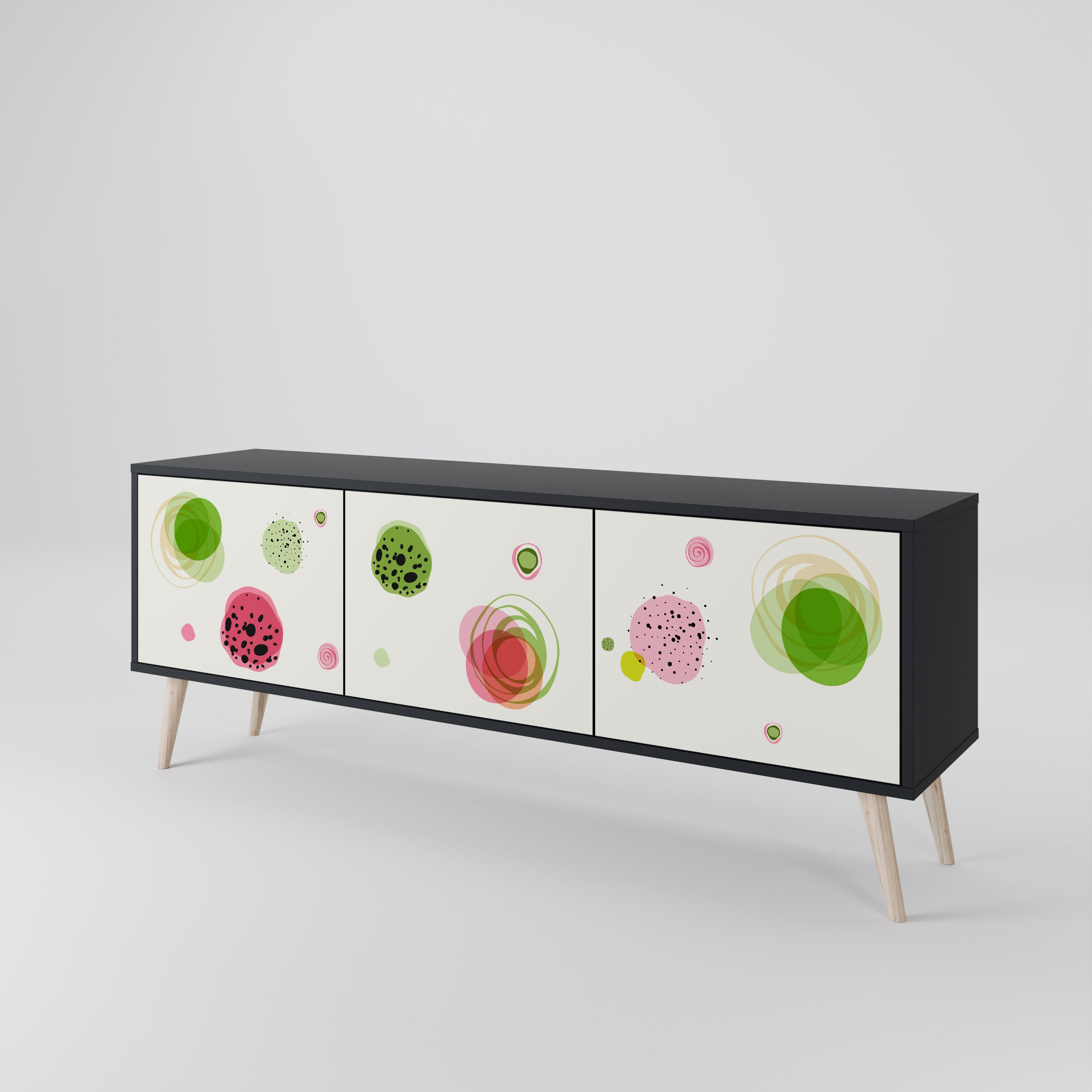 Mueble de TV COLORFUL COSMOS de 3 puertas con acabado negro