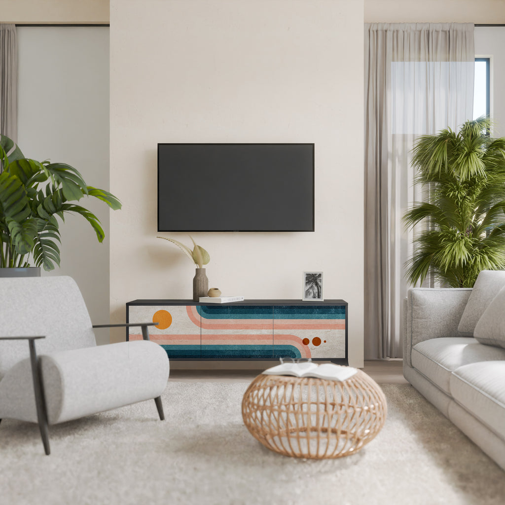 Mueble de TV de 3 puertas TWO HALVES con acabado negro