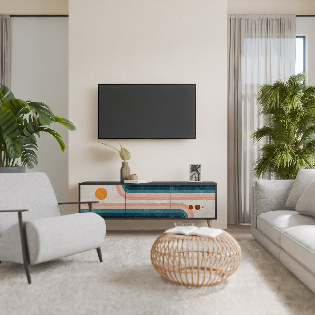 Mueble de TV de 3 puertas TWO HALVES con acabado negro