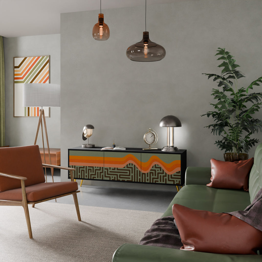 SOLUCIONES SIMPLES Mueble de TV de 3 puertas en acabado negro