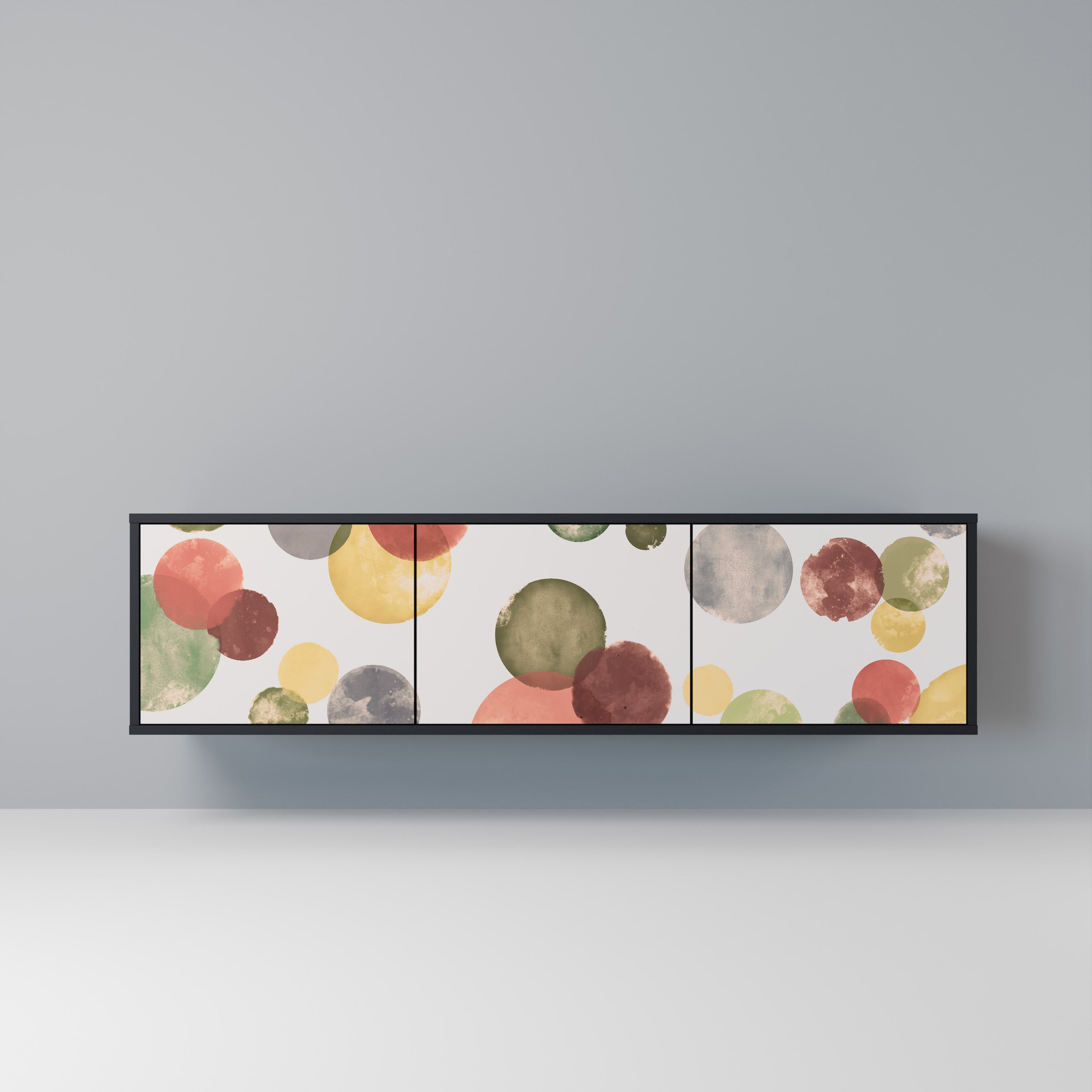 Mueble de TV FLEETING HAPPINESS de 3 puertas con acabado negro