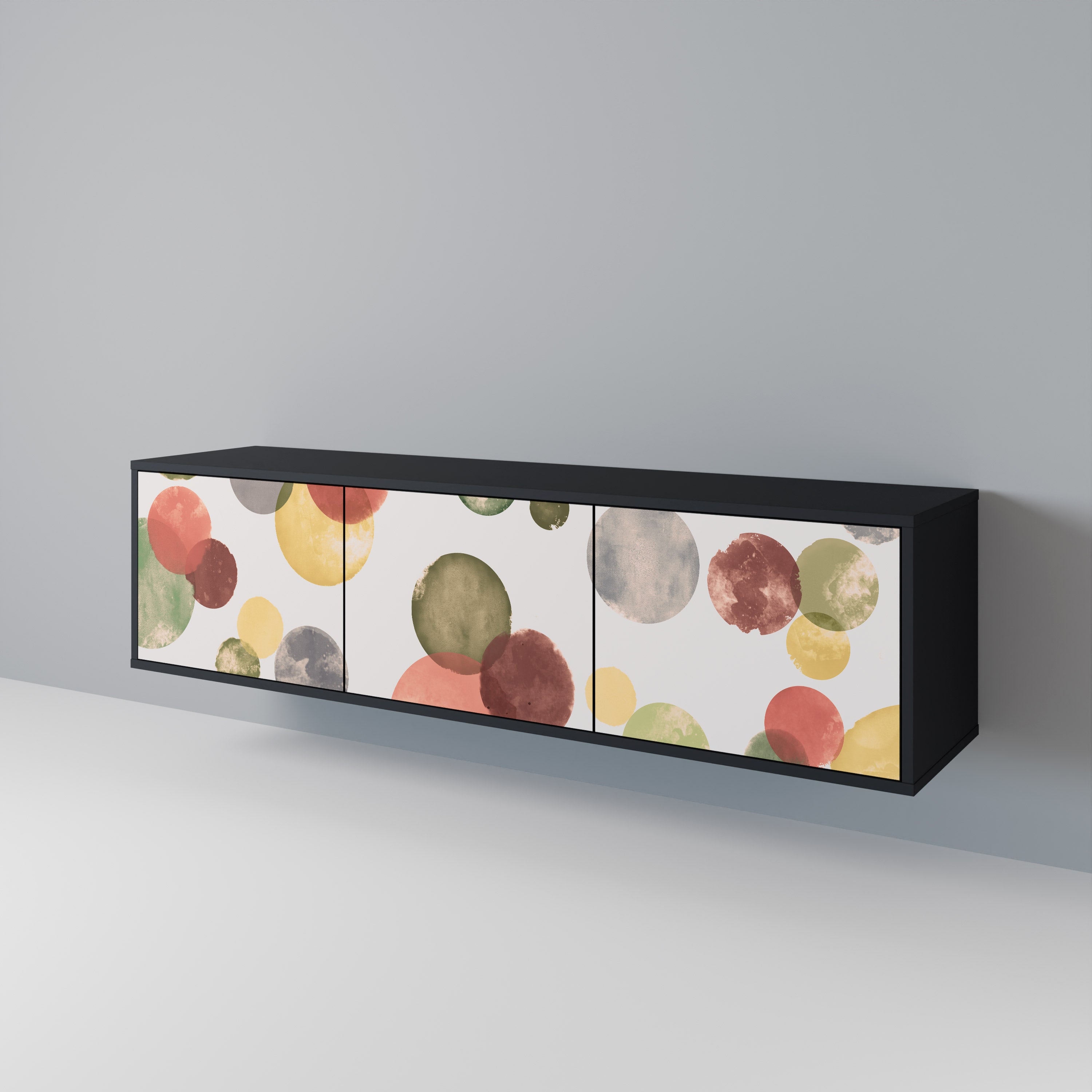 Mueble de TV FLEETING HAPPINESS de 3 puertas con acabado negro