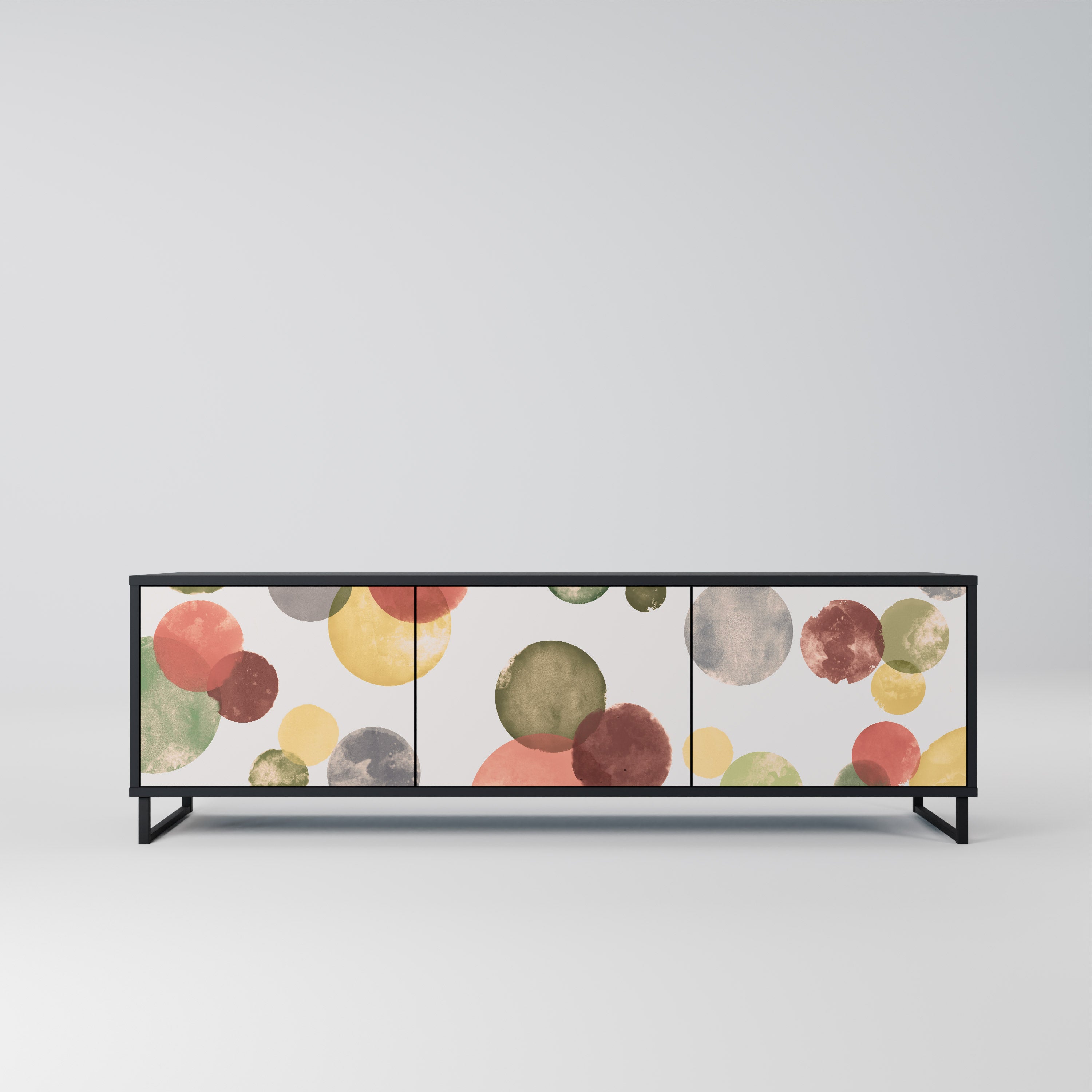 Mueble de TV FLEETING HAPPINESS de 3 puertas con acabado negro