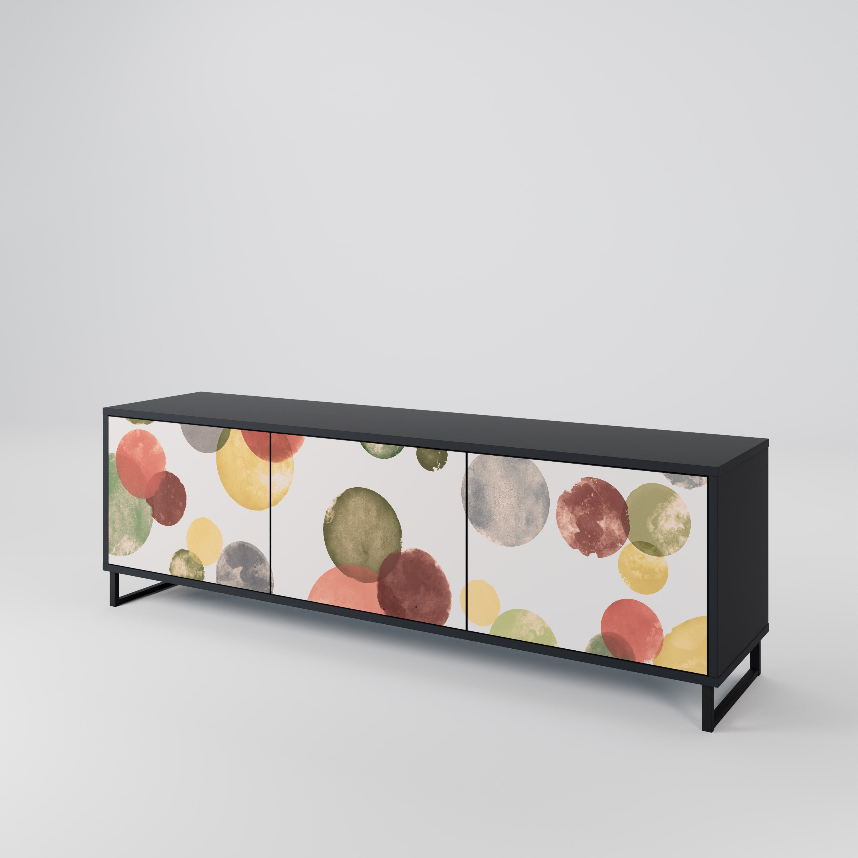 Mueble de TV FLEETING HAPPINESS de 3 puertas con acabado negro