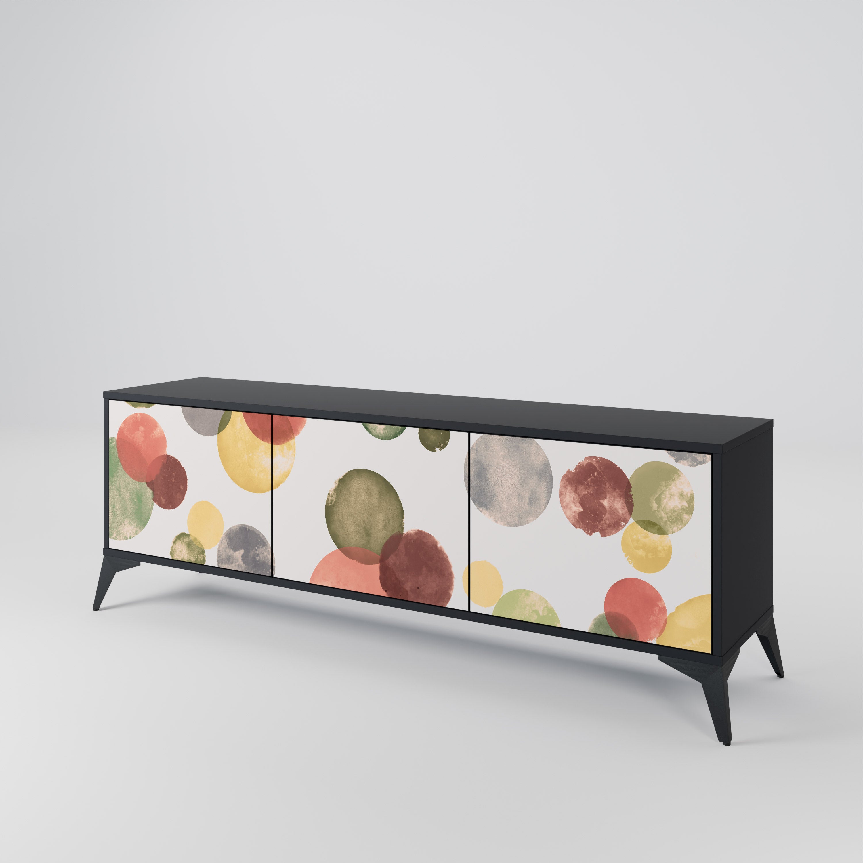 Mueble de TV FLEETING HAPPINESS de 3 puertas con acabado negro
