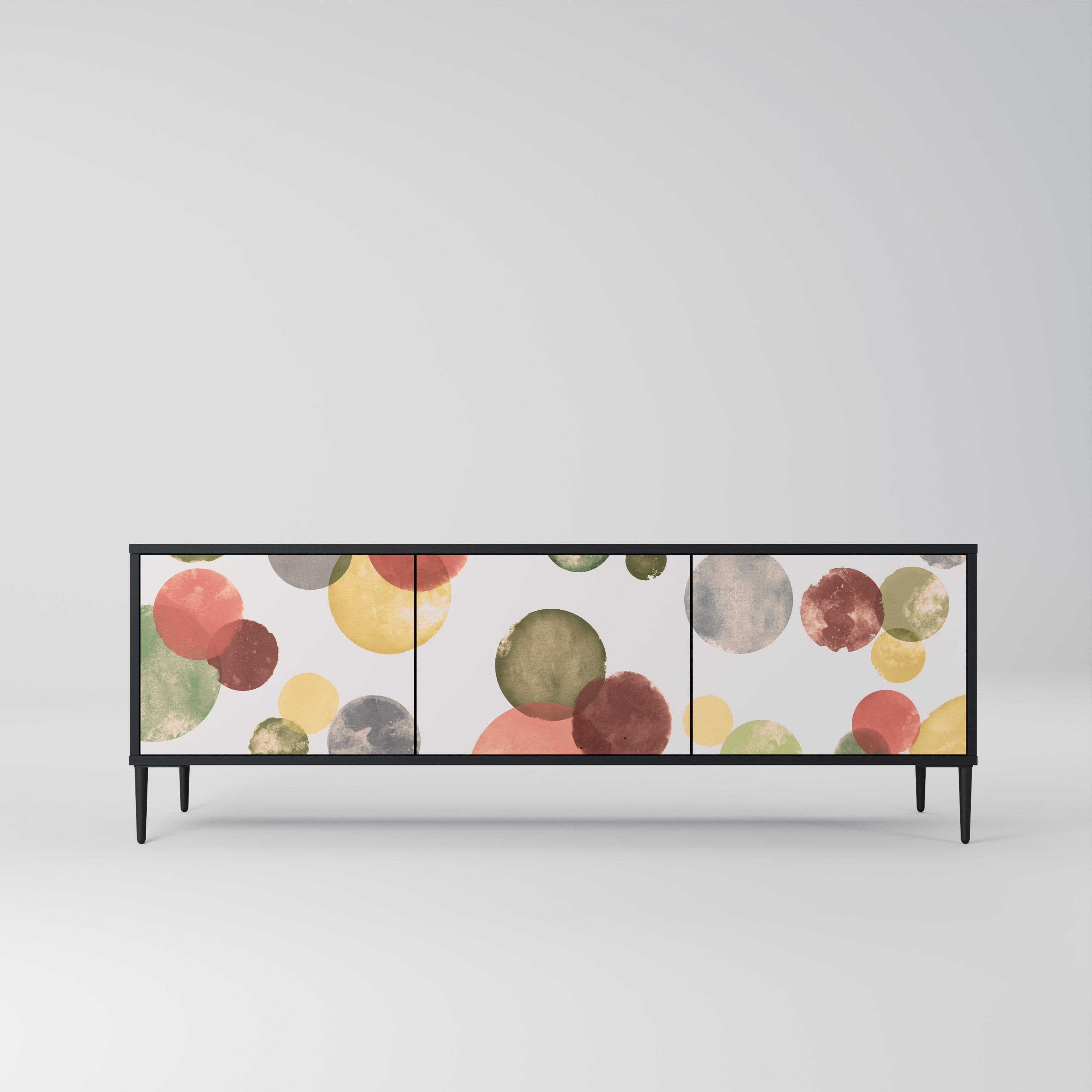 Mueble de TV FLEETING HAPPINESS de 3 puertas con acabado negro
