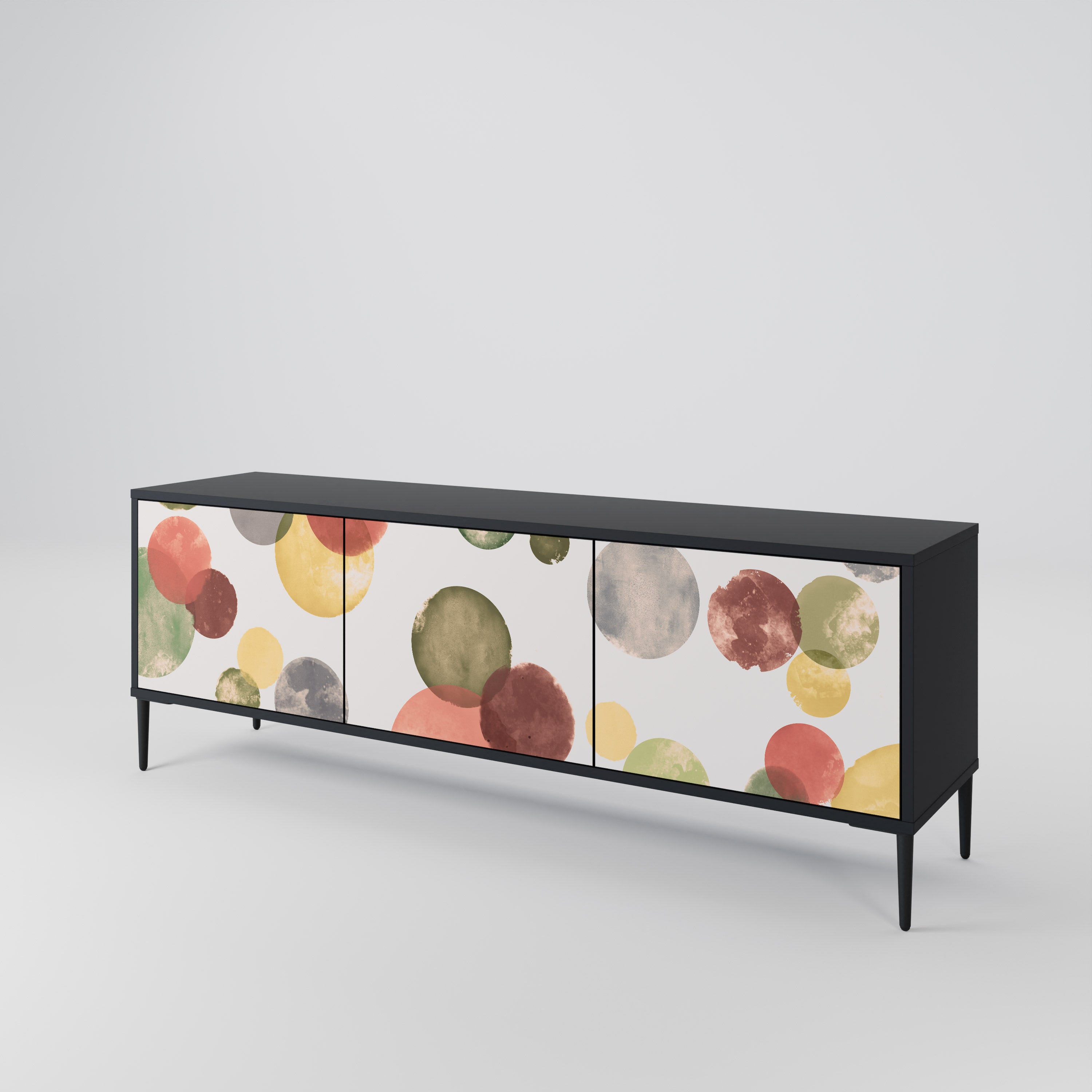 Mueble de TV FLEETING HAPPINESS de 3 puertas con acabado negro