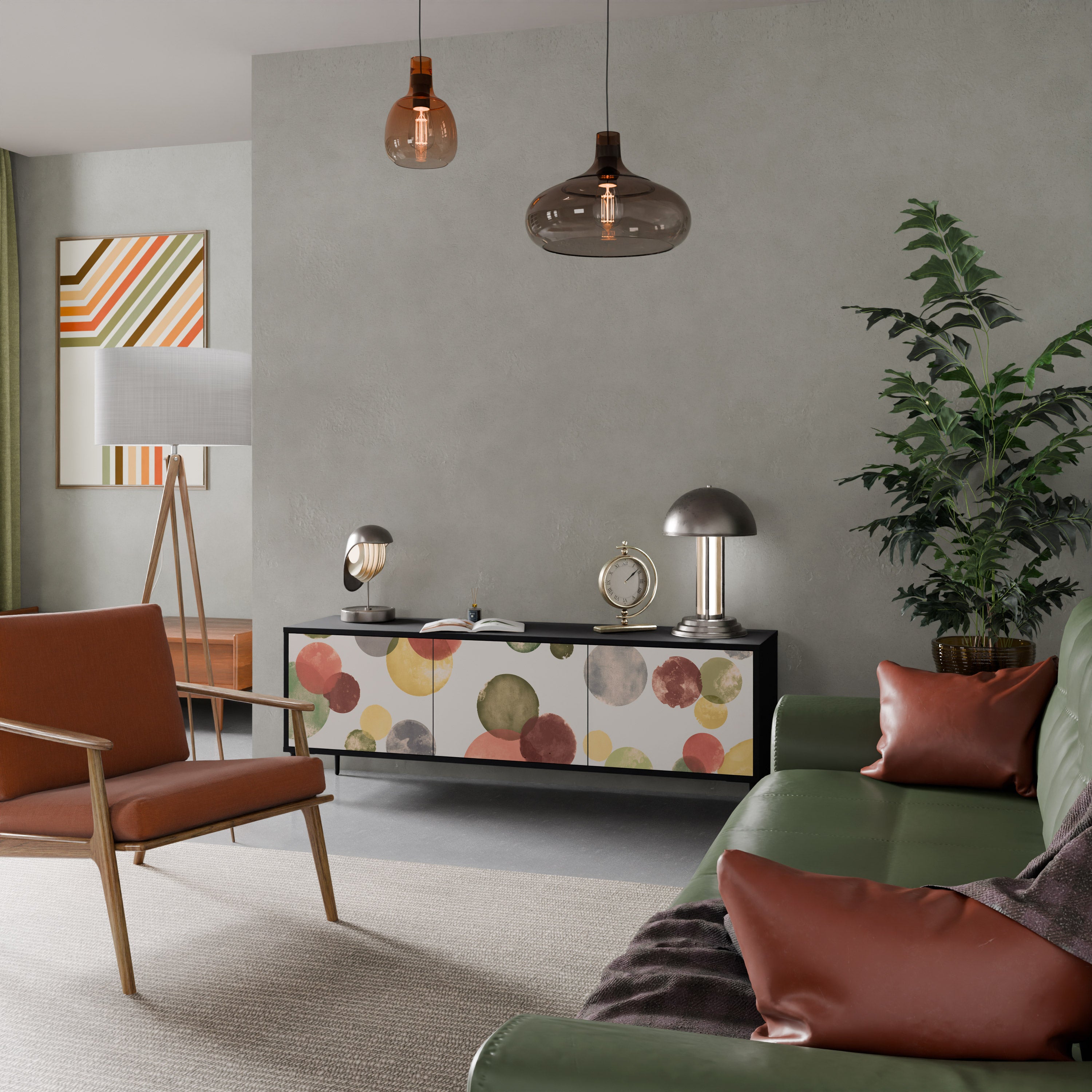 Mueble de TV FLEETING HAPPINESS de 3 puertas con acabado negro