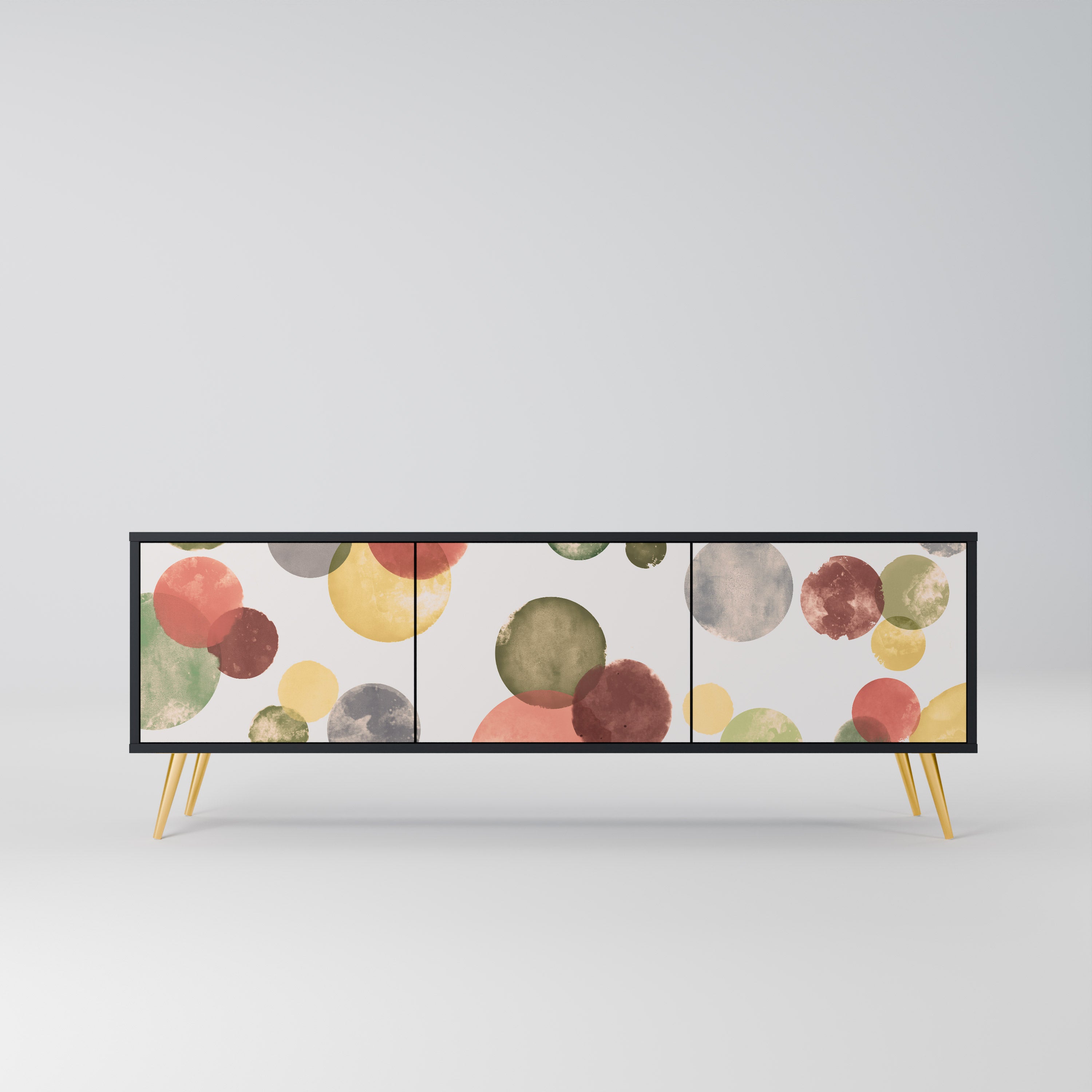 Mueble de TV FLEETING HAPPINESS de 3 puertas con acabado negro