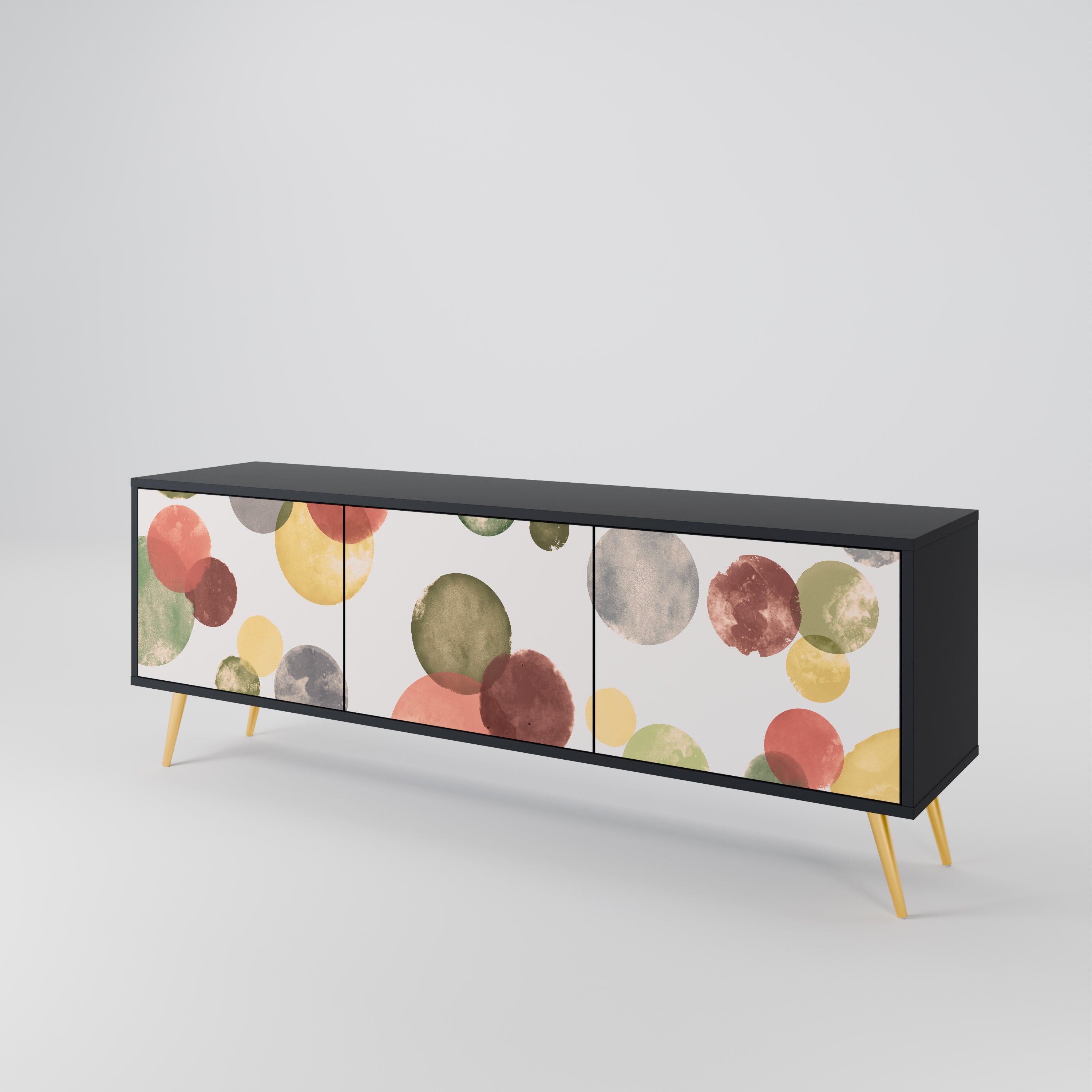 Mueble de TV FLEETING HAPPINESS de 3 puertas con acabado negro