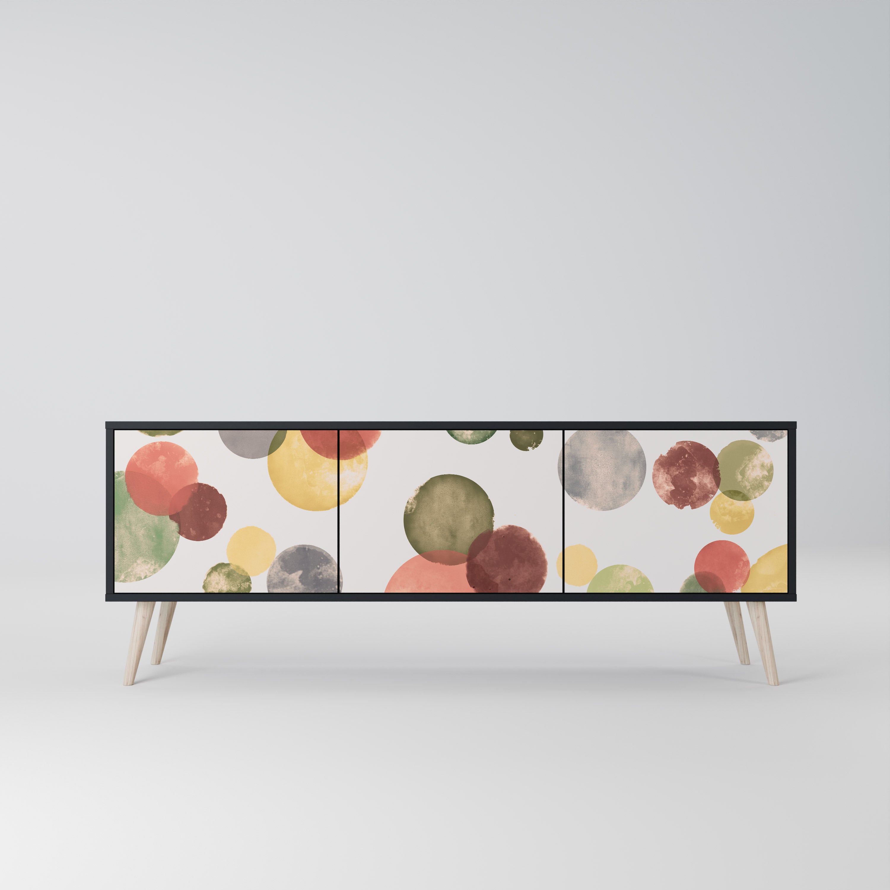 Mueble de TV FLEETING HAPPINESS de 3 puertas con acabado negro