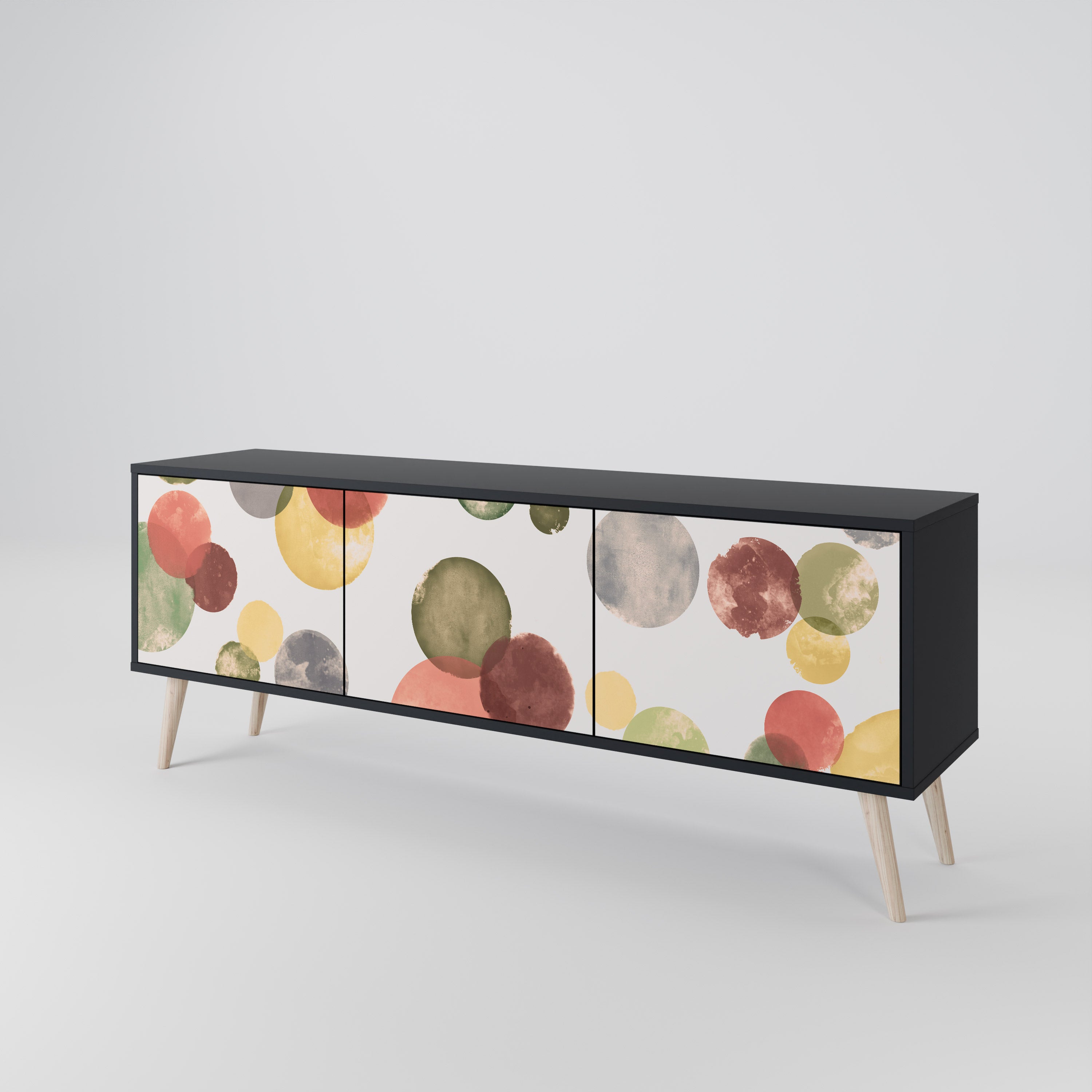 Mueble de TV FLEETING HAPPINESS de 3 puertas con acabado negro