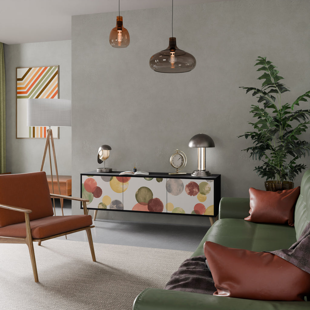 Mueble de TV FLEETING HAPPINESS de 3 puertas con acabado negro