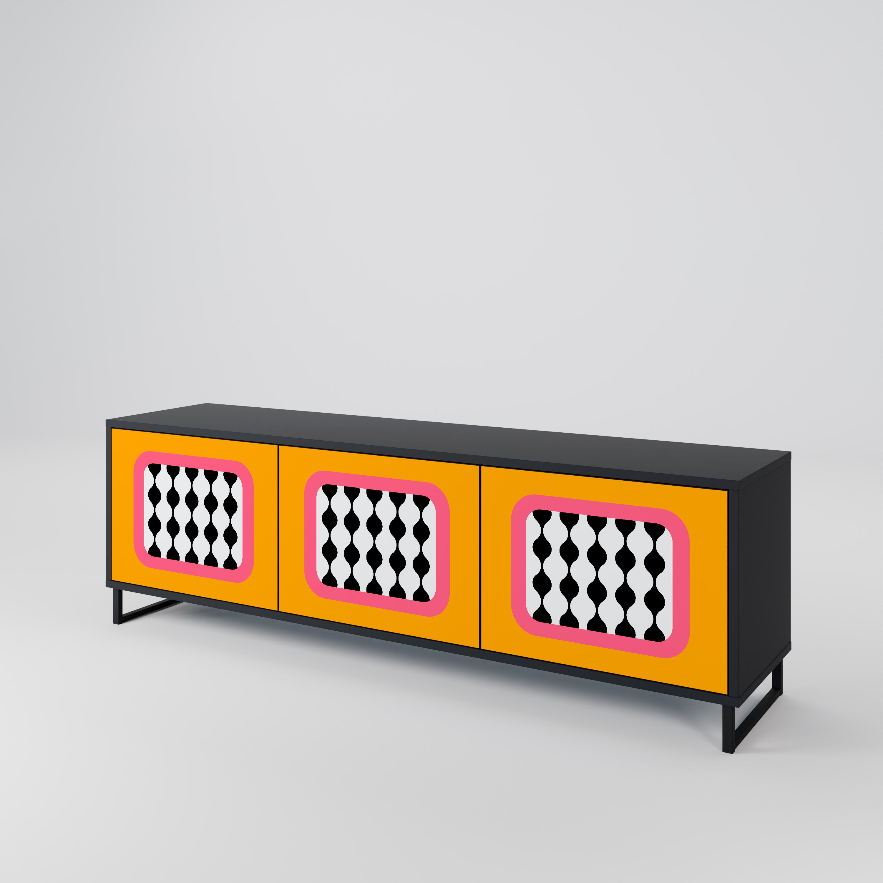 Mueble de TV de 3 puertas TEARS IN HEAVEN con acabado negro