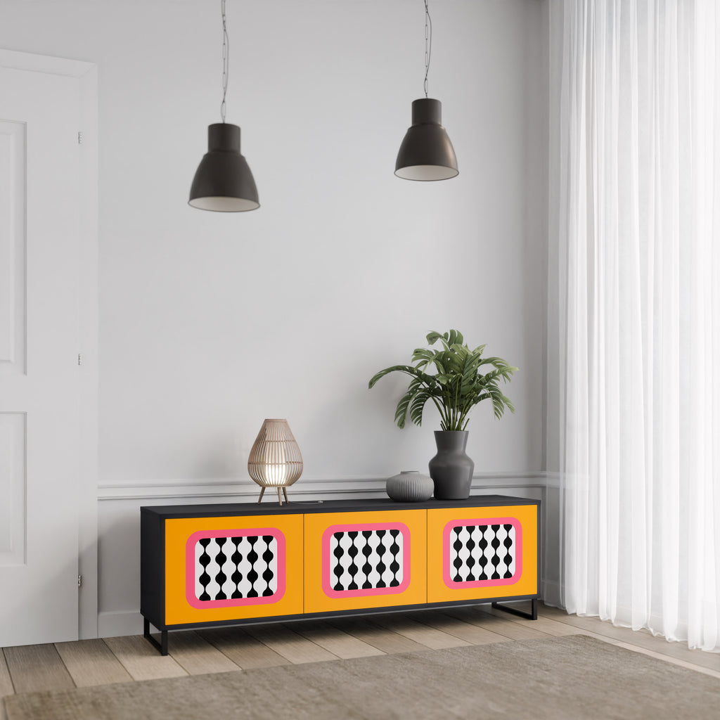 Mueble de TV de 3 puertas TEARS IN HEAVEN con acabado negro