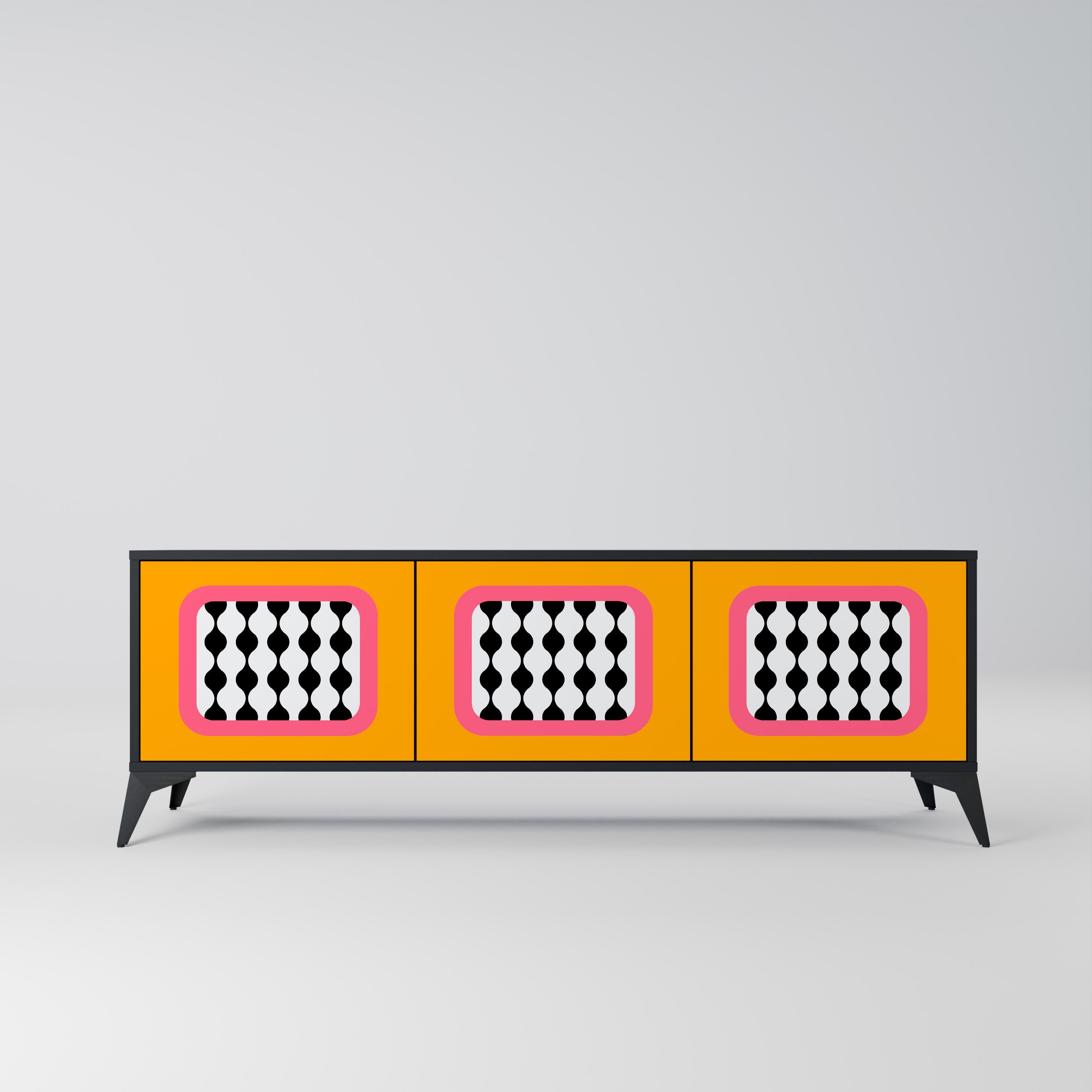 Mueble de TV de 3 puertas TEARS IN HEAVEN con acabado negro