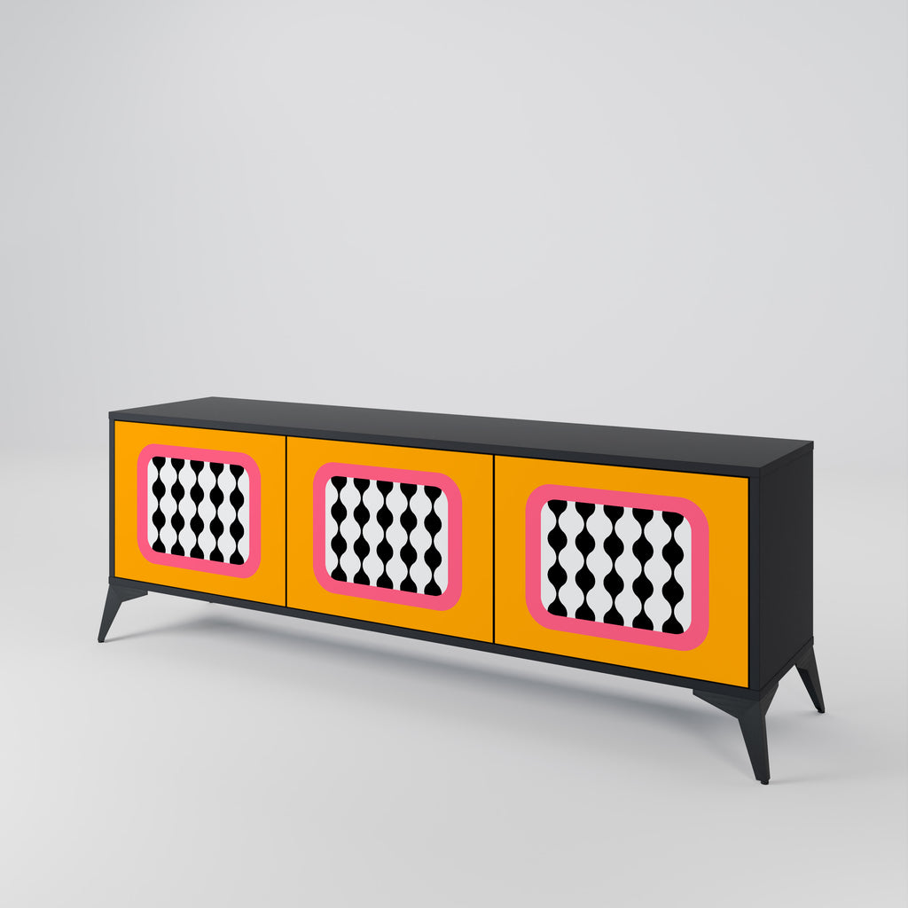 Mueble de TV de 3 puertas TEARS IN HEAVEN con acabado negro