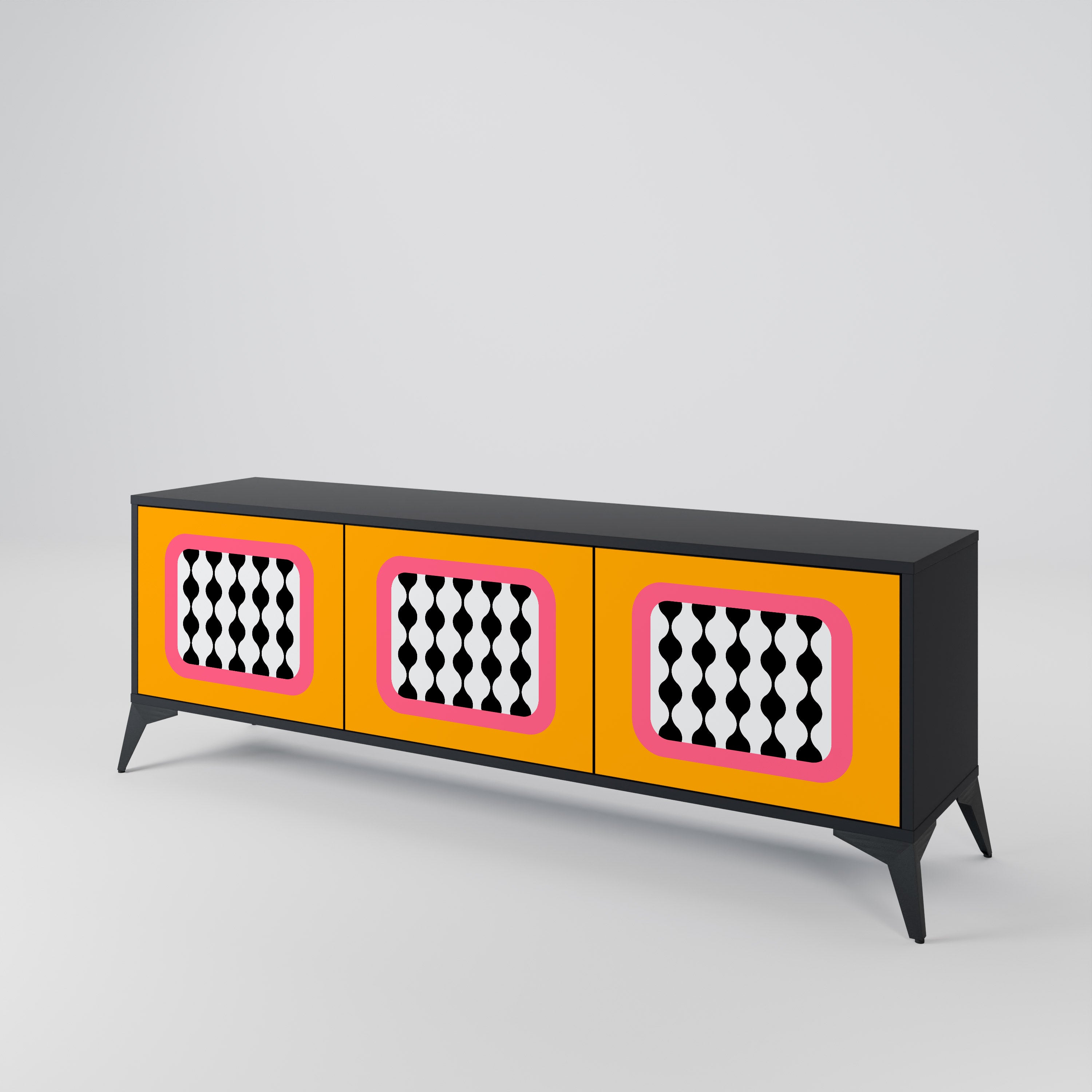 Mueble de TV de 3 puertas TEARS IN HEAVEN con acabado negro
