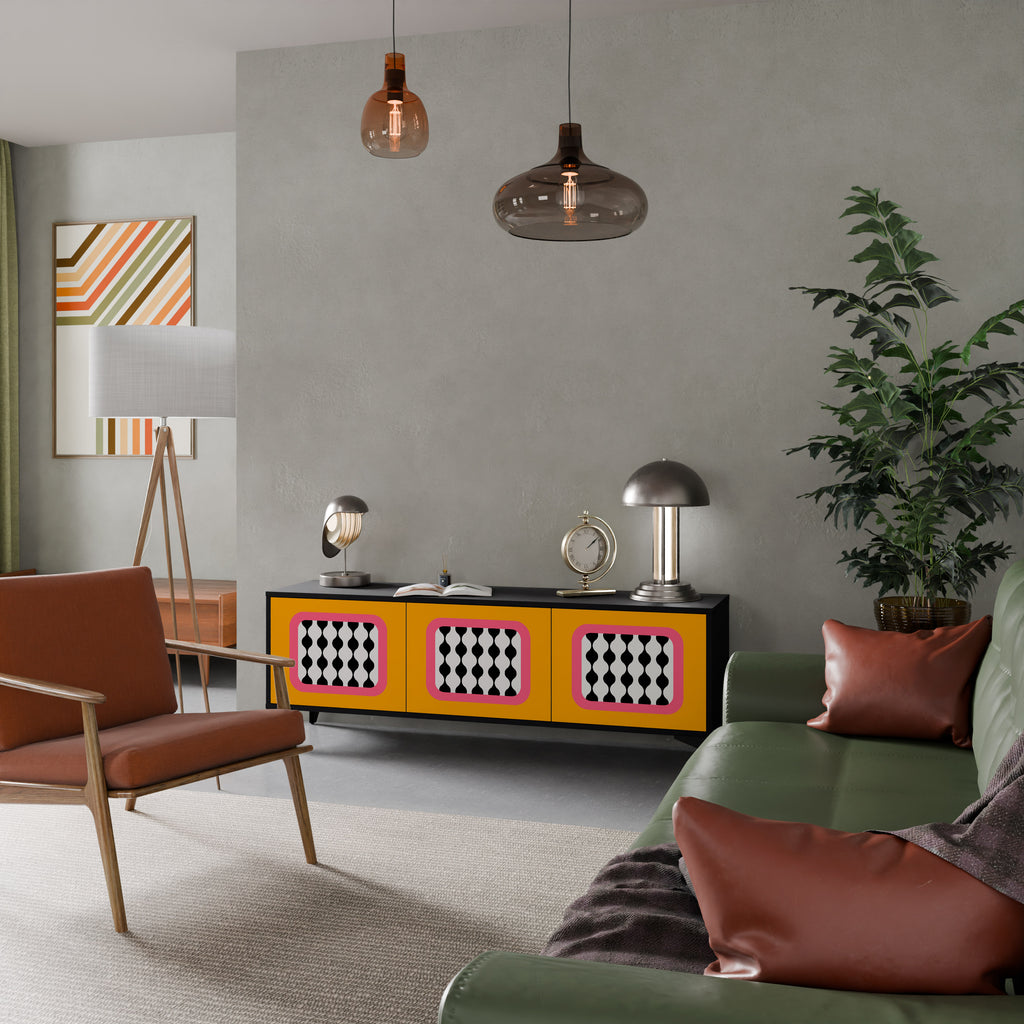 Mueble de TV de 3 puertas TEARS IN HEAVEN con acabado negro