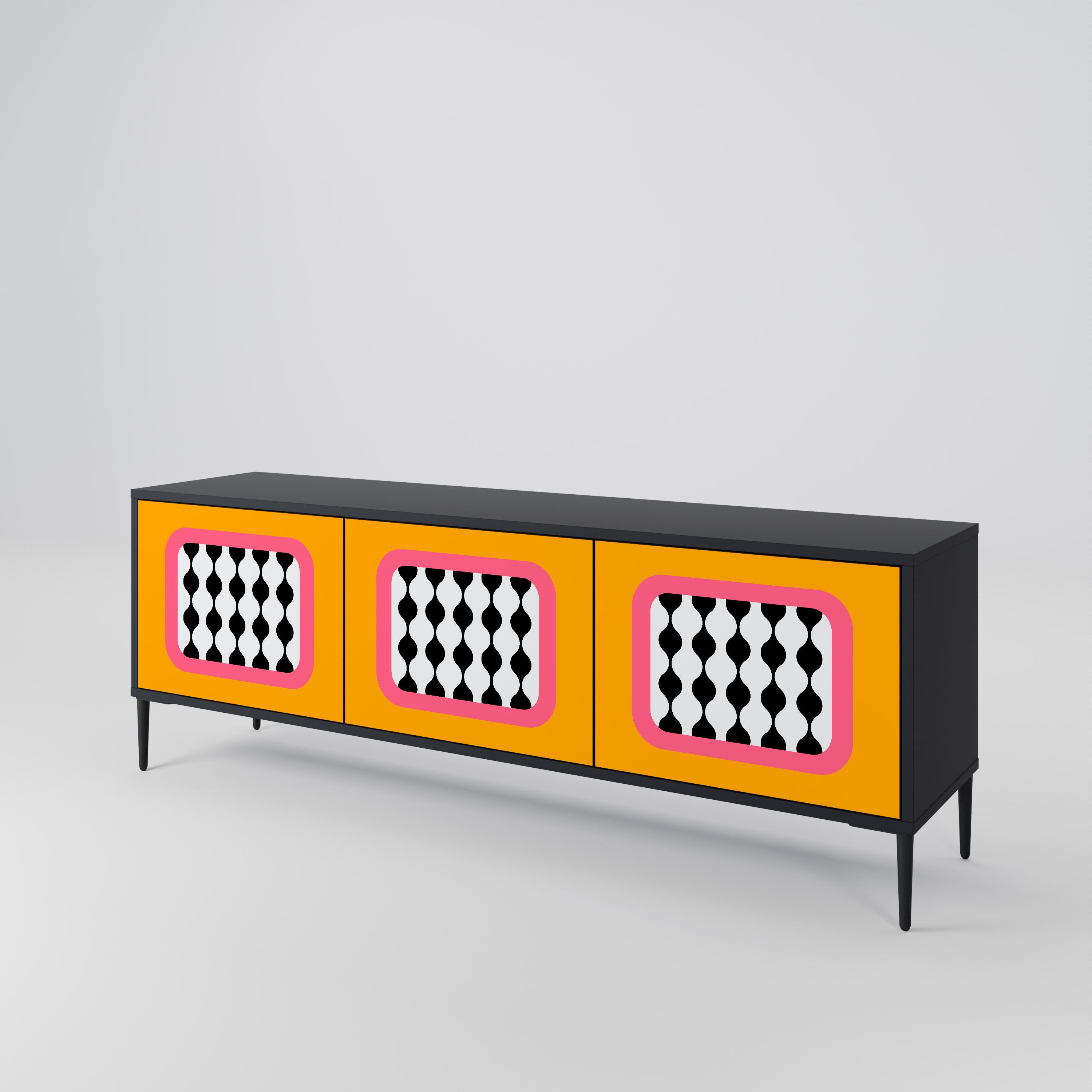 Mueble de TV de 3 puertas TEARS IN HEAVEN con acabado negro
