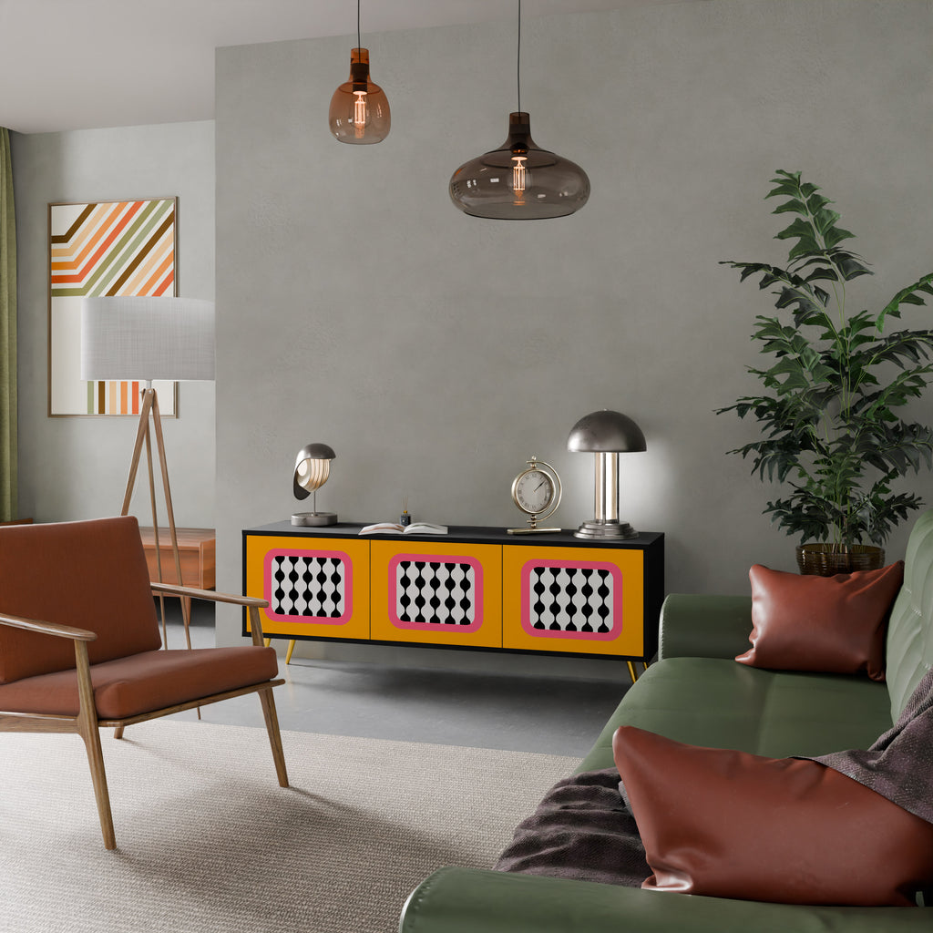 Mueble de TV de 3 puertas TEARS IN HEAVEN con acabado negro