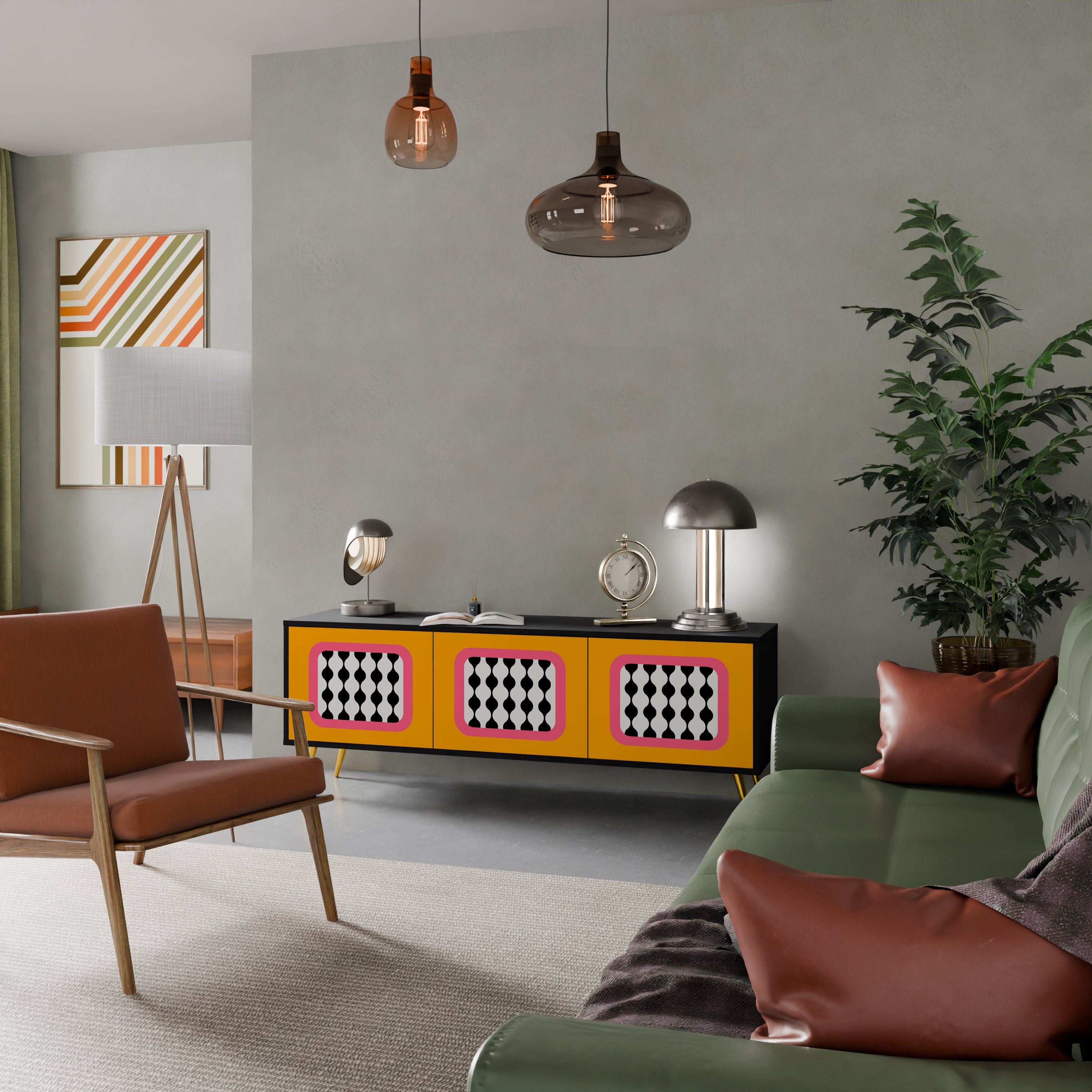 Mueble de TV de 3 puertas TEARS IN HEAVEN con acabado negro
