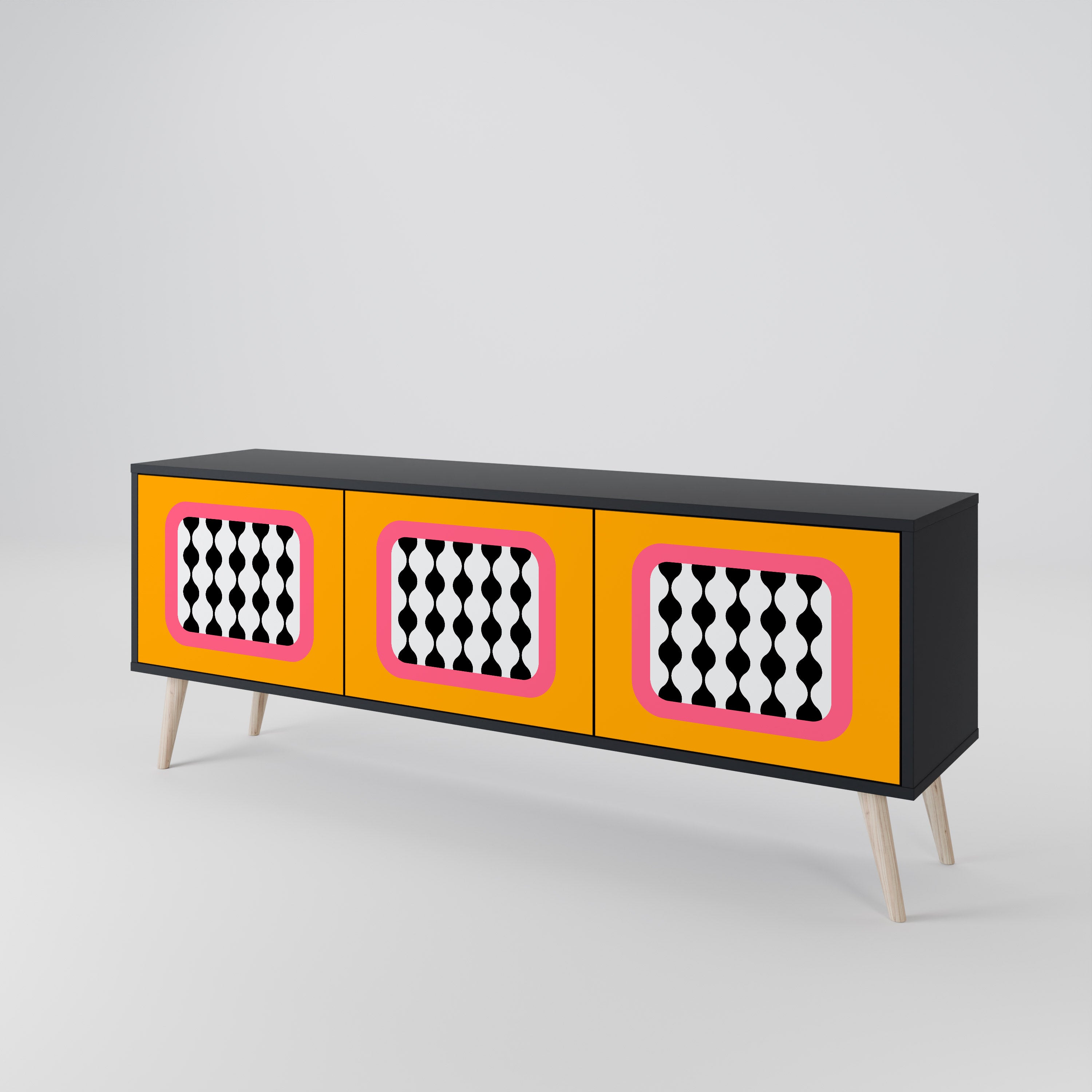 Mueble de TV de 3 puertas TEARS IN HEAVEN con acabado negro