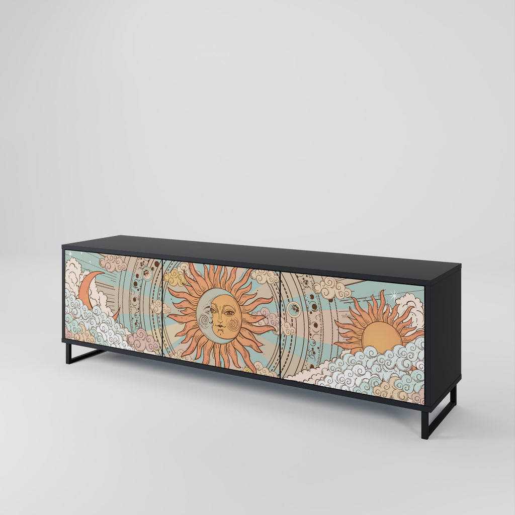 Mueble de TV de 3 puertas MYSTICAL STRUCTURE en acabado negro