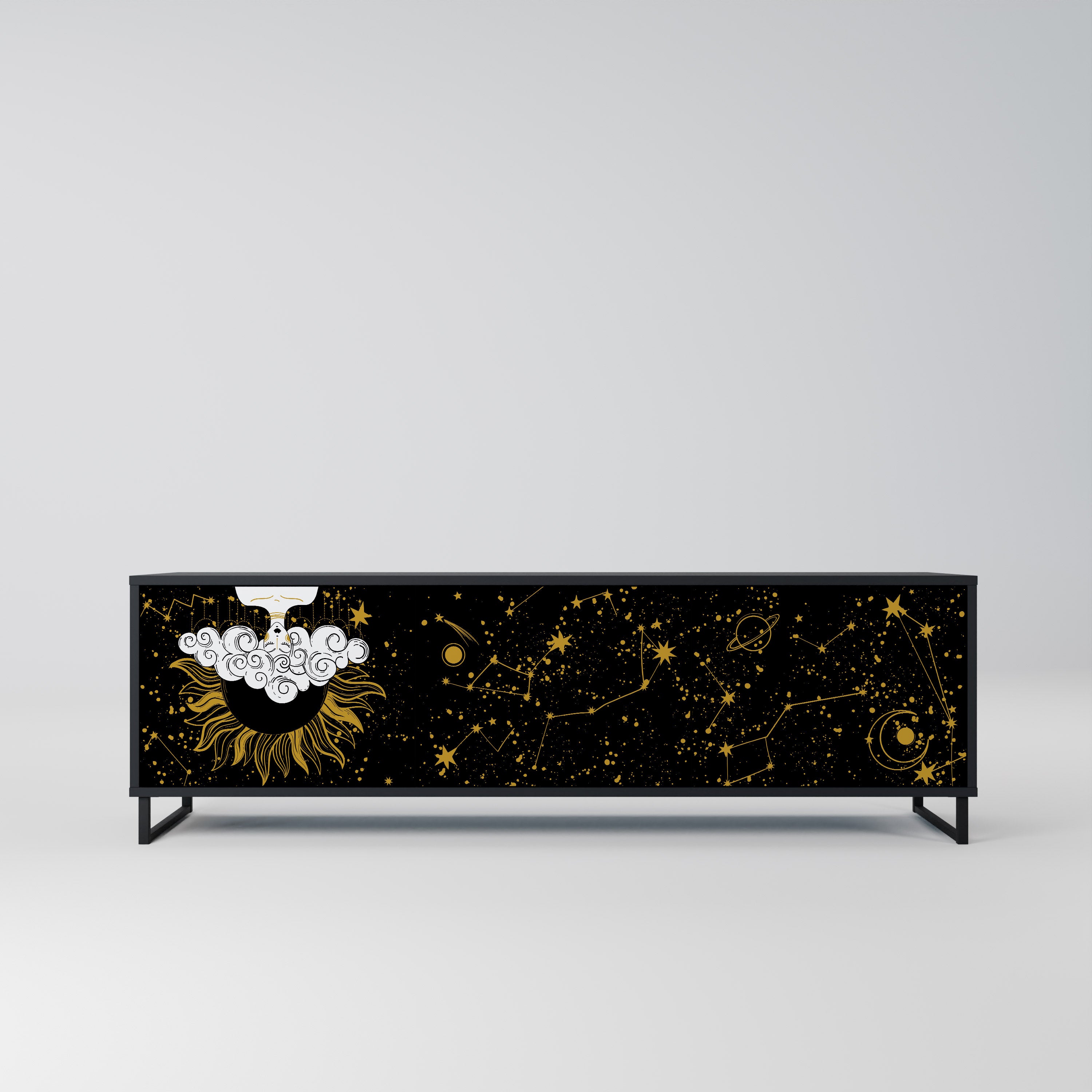 Mueble de TV STELLAR CONSTELLATIONS de 3 puertas con acabado negro