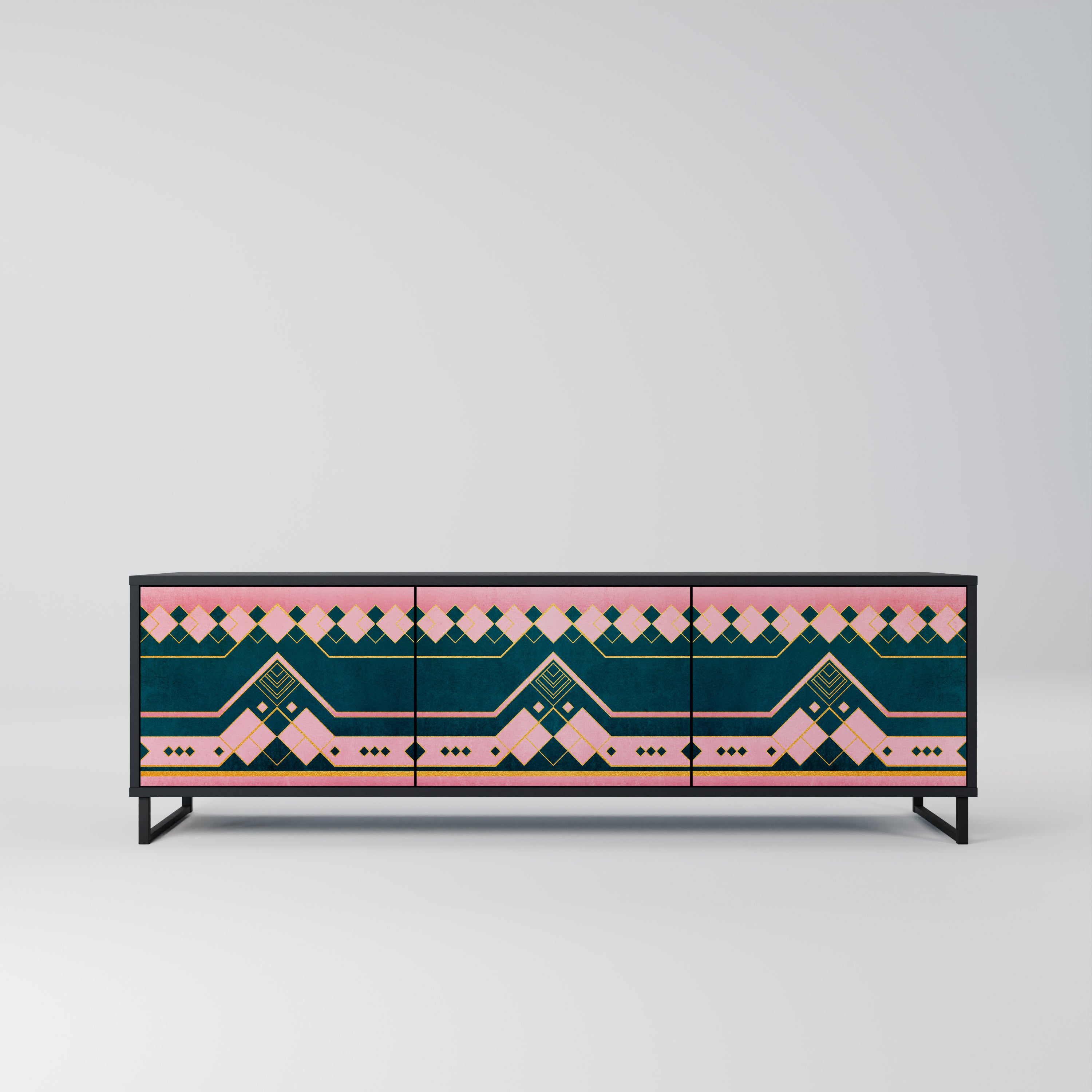 Mueble de TV de 3 puertas ROYAL COMPOSITION en acabado negro