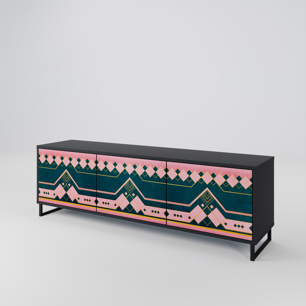 Mueble de TV de 3 puertas ROYAL COMPOSITION en acabado negro