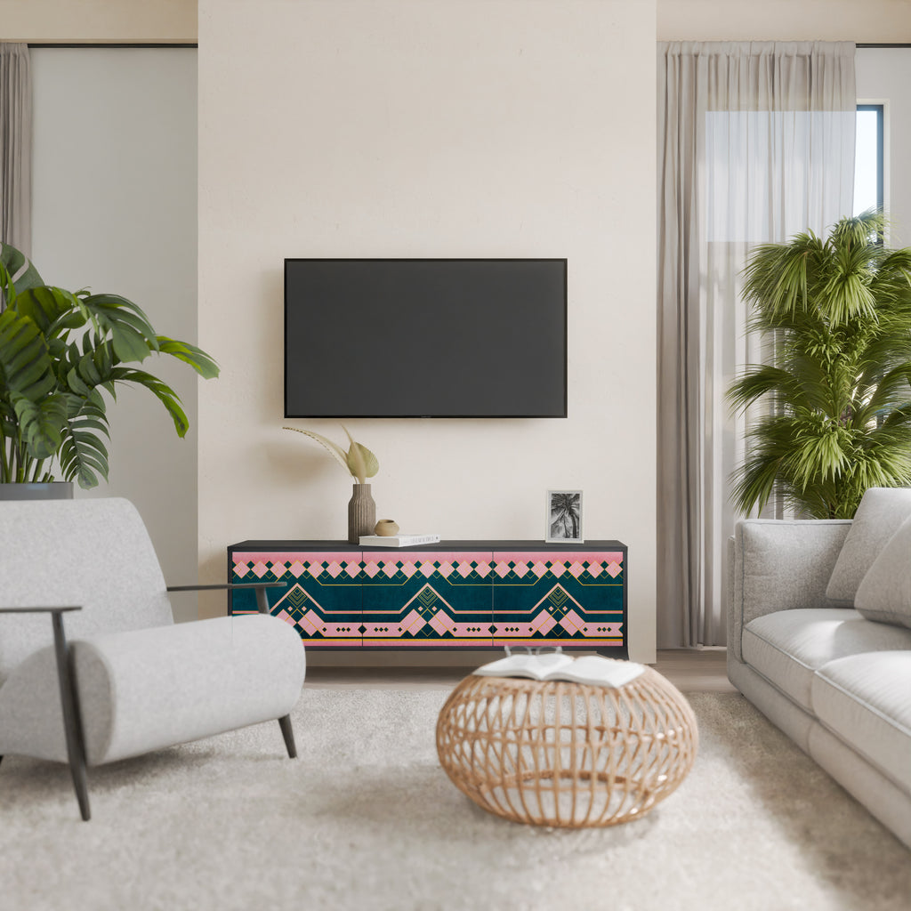 Mueble de TV de 3 puertas ROYAL COMPOSITION en acabado negro
