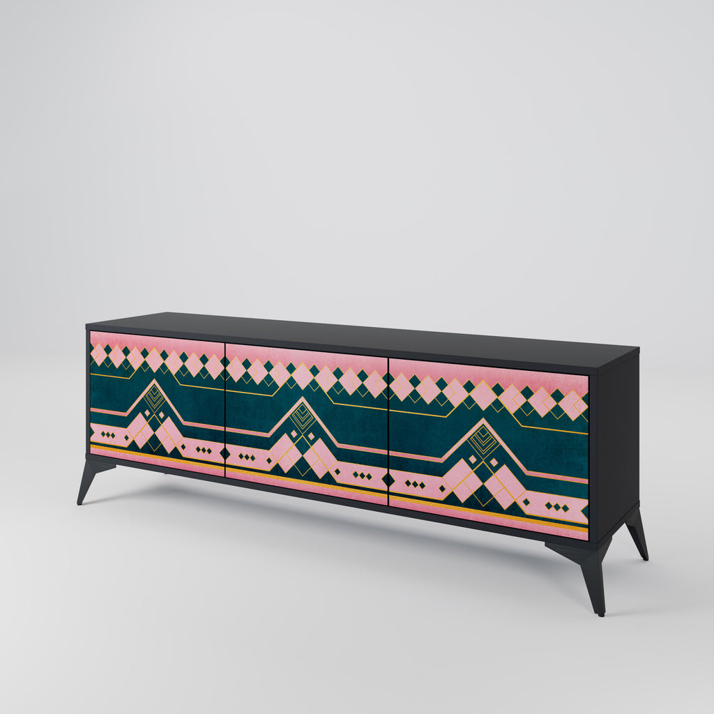 Mueble de TV de 3 puertas ROYAL COMPOSITION en acabado negro