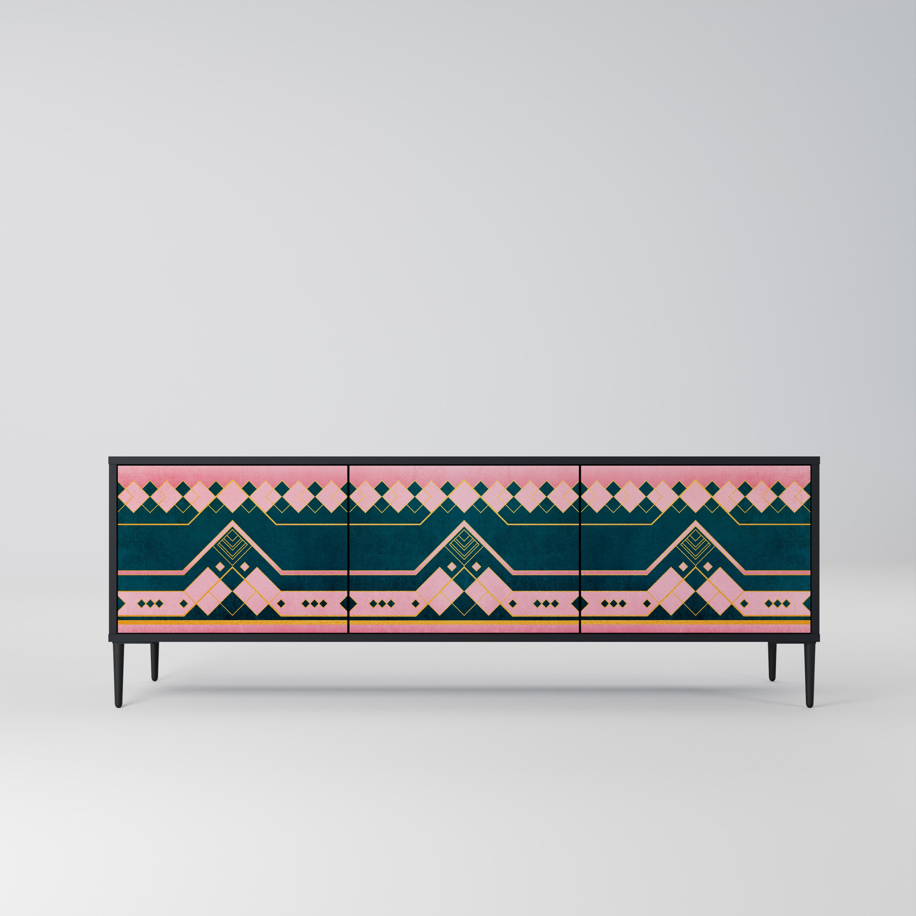 Mueble de TV de 3 puertas ROYAL COMPOSITION en acabado negro